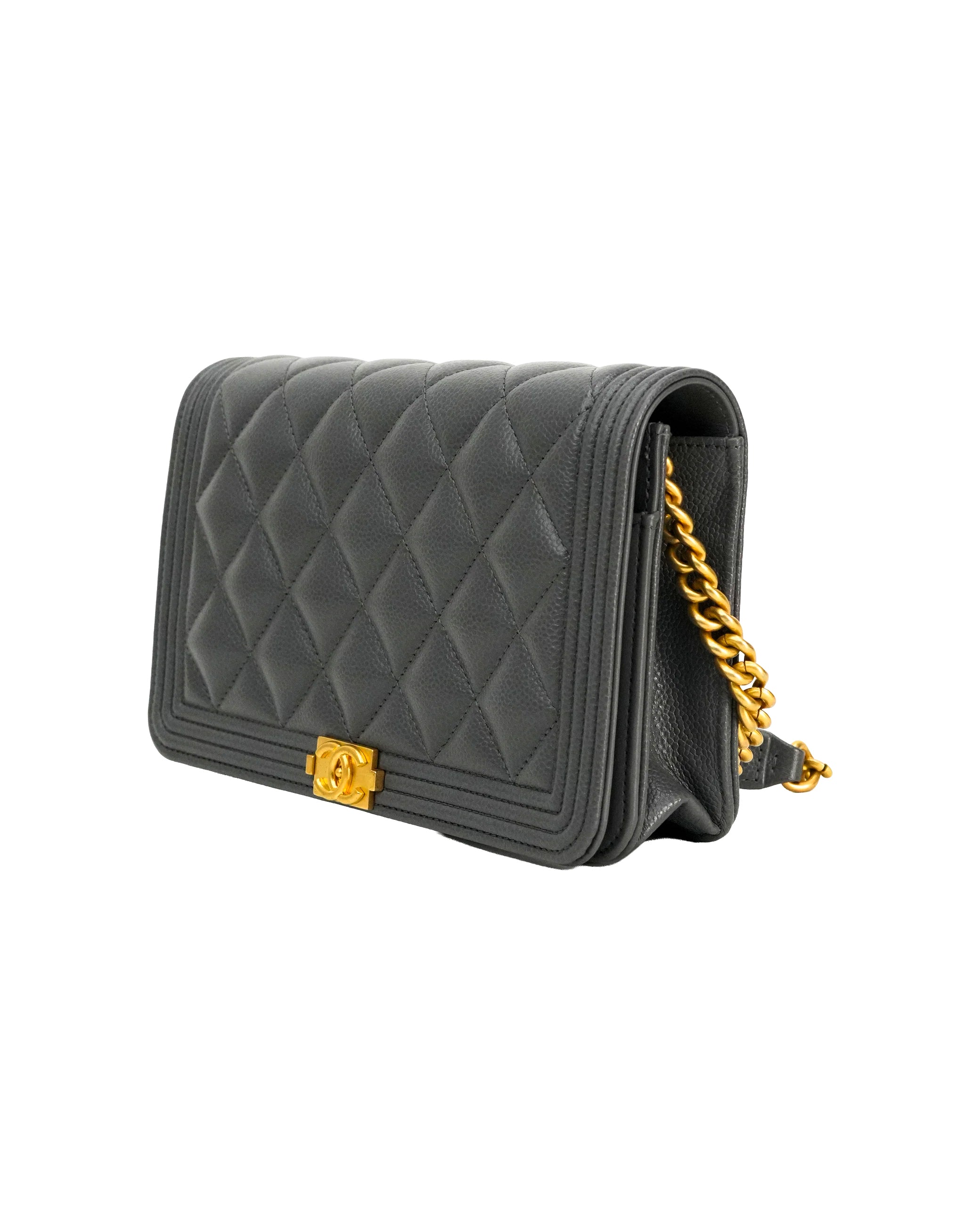 BOY WALLET ON CHAIN CAVIAR GREY GHW
