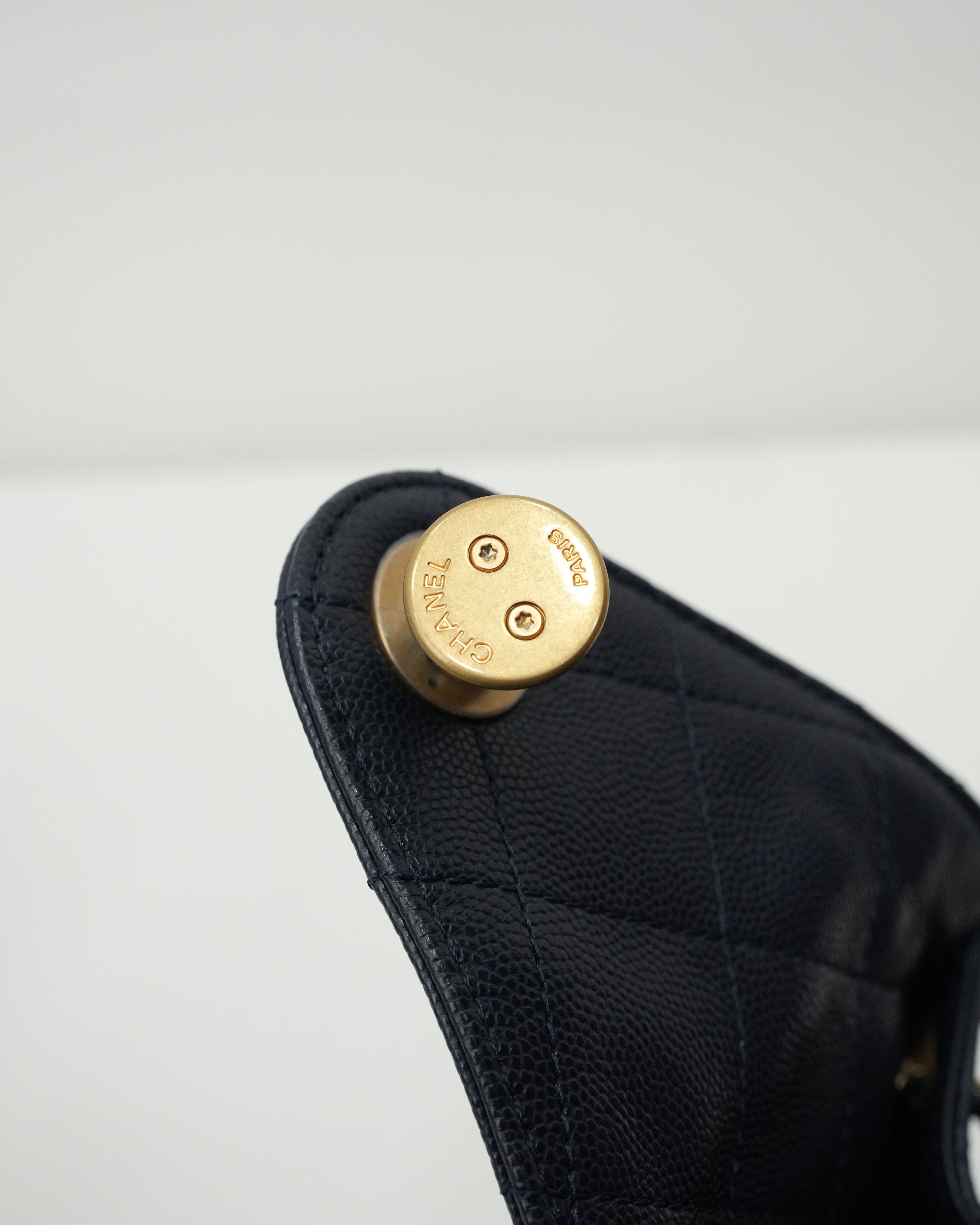 25 SMALL CAVIAR NAVY BLUE GOLD HARDWARE