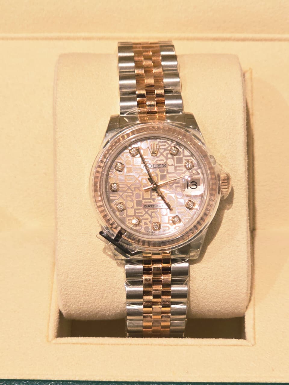 DATEJUST 31MM TWOTONE ROSEGOLD PINK COMPUTERIZED DIAMOND DIAL (2017)