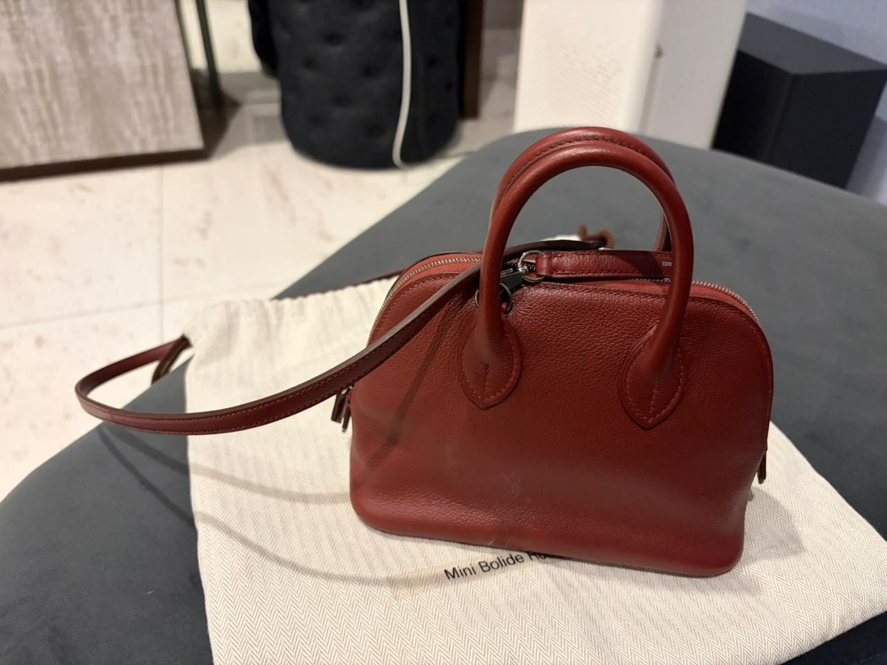 MINI BOLIDE 1923 HANDBAG ROUGE H BAG WITH PALLADIUM