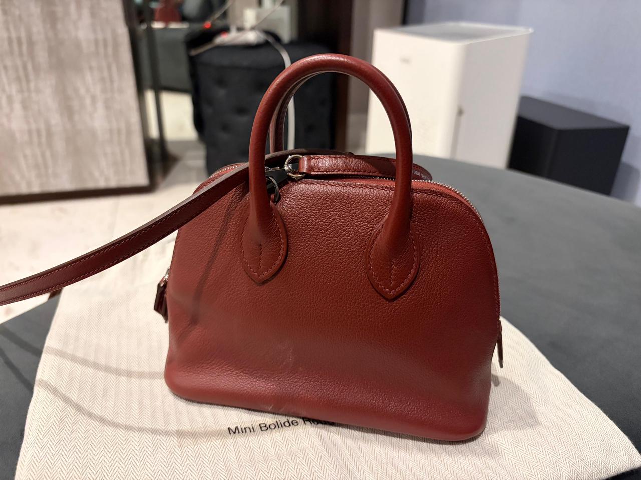 MINI BOLIDE 1923 HANDBAG ROUGE H BAG WITH PALLADIUM