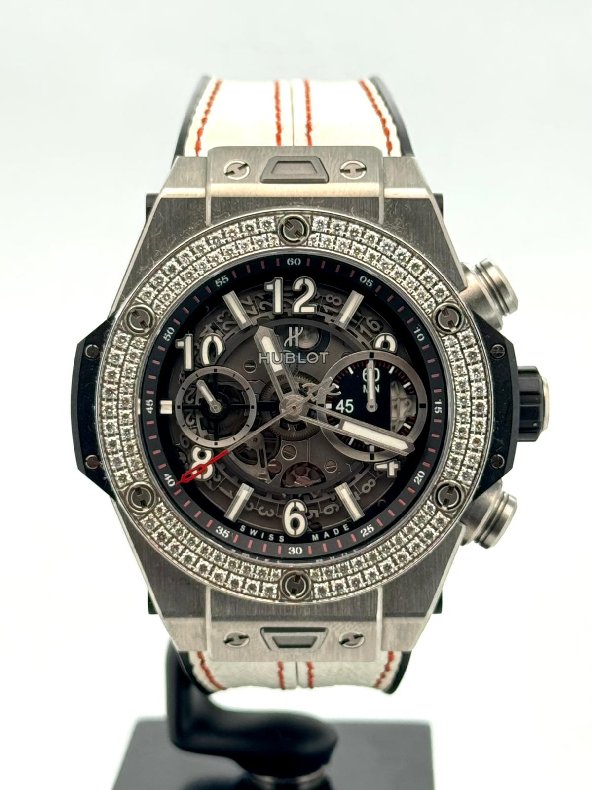 BIG BANG UNICO 45MM TITANIUM CUSTOM DIAMOND BEZEL (WATCH & PAPER)