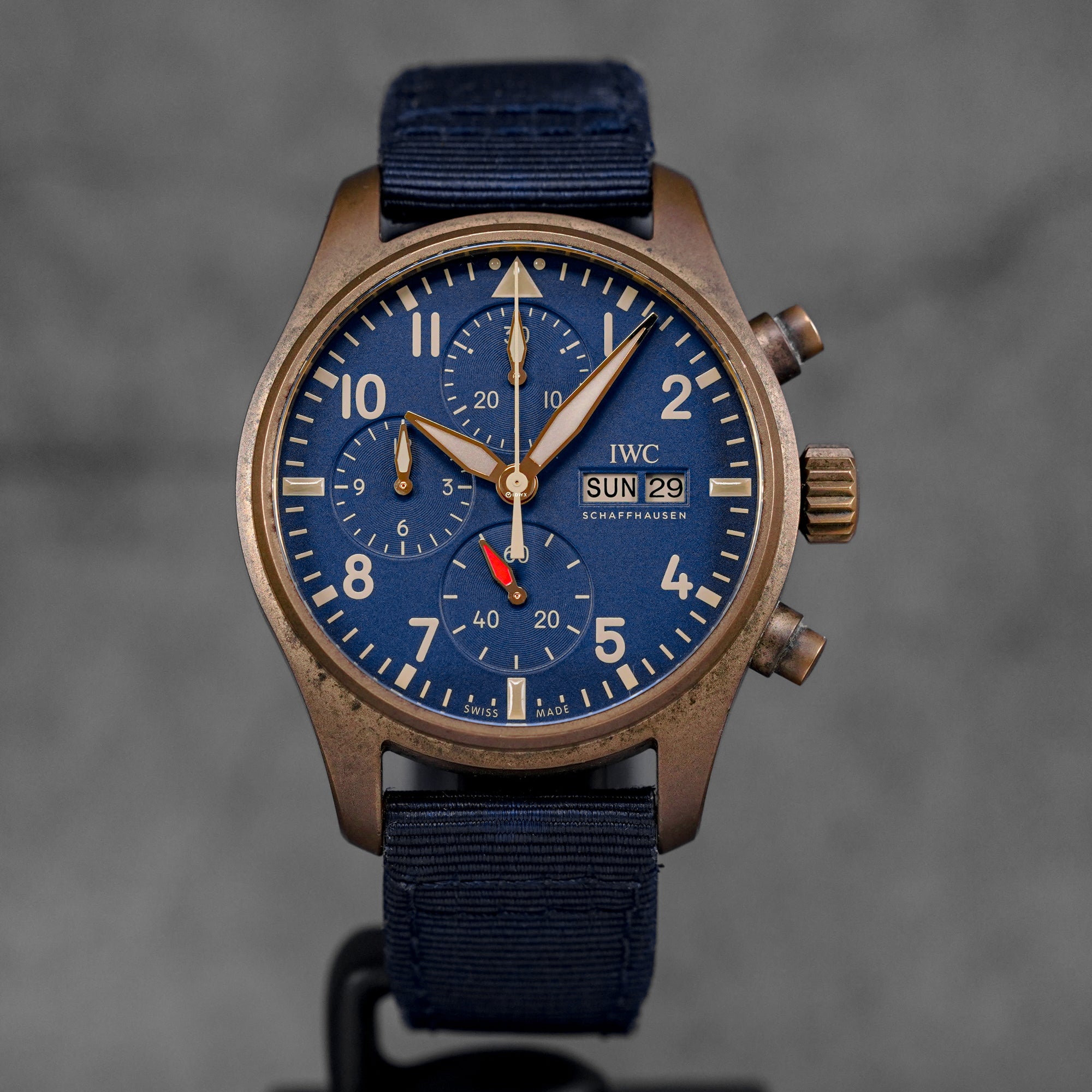 harga iwc pilot chrono 41 bronze blue