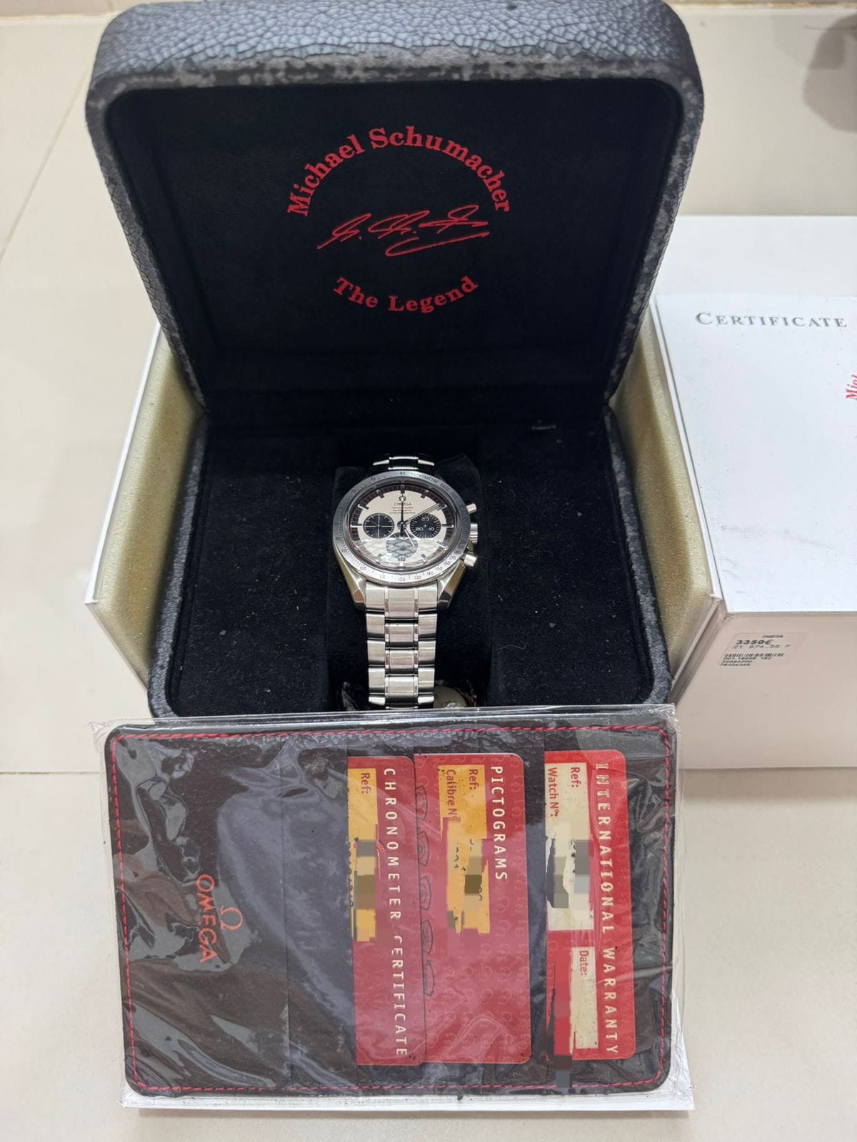 SPEEDMASTER SCHUMACHER 'THE LEGEND' WHITE PANDA DIAL LIMITED EDITION (UNDATED)