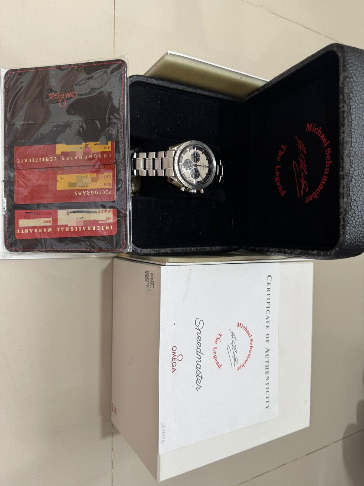 SPEEDMASTER SCHUMACHER 'THE LEGEND' WHITE PANDA DIAL LIMITED EDITION (UNDATED)