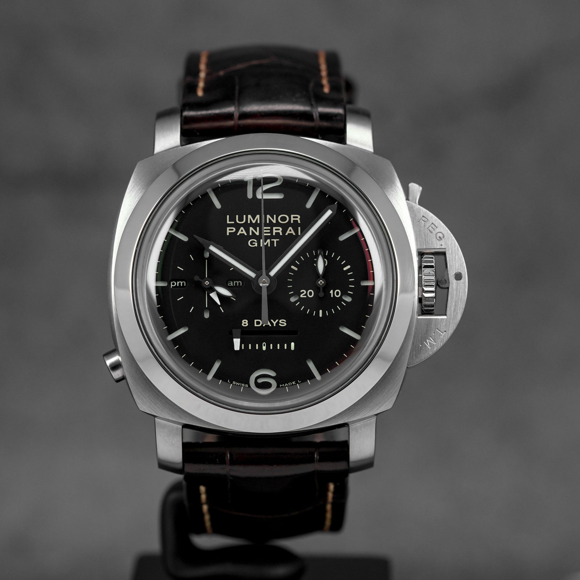 LUMINOR 1950 MONOPULSANTE 8 DAYS GMT 44MM BLACK DIAL PAM 275 (2012)