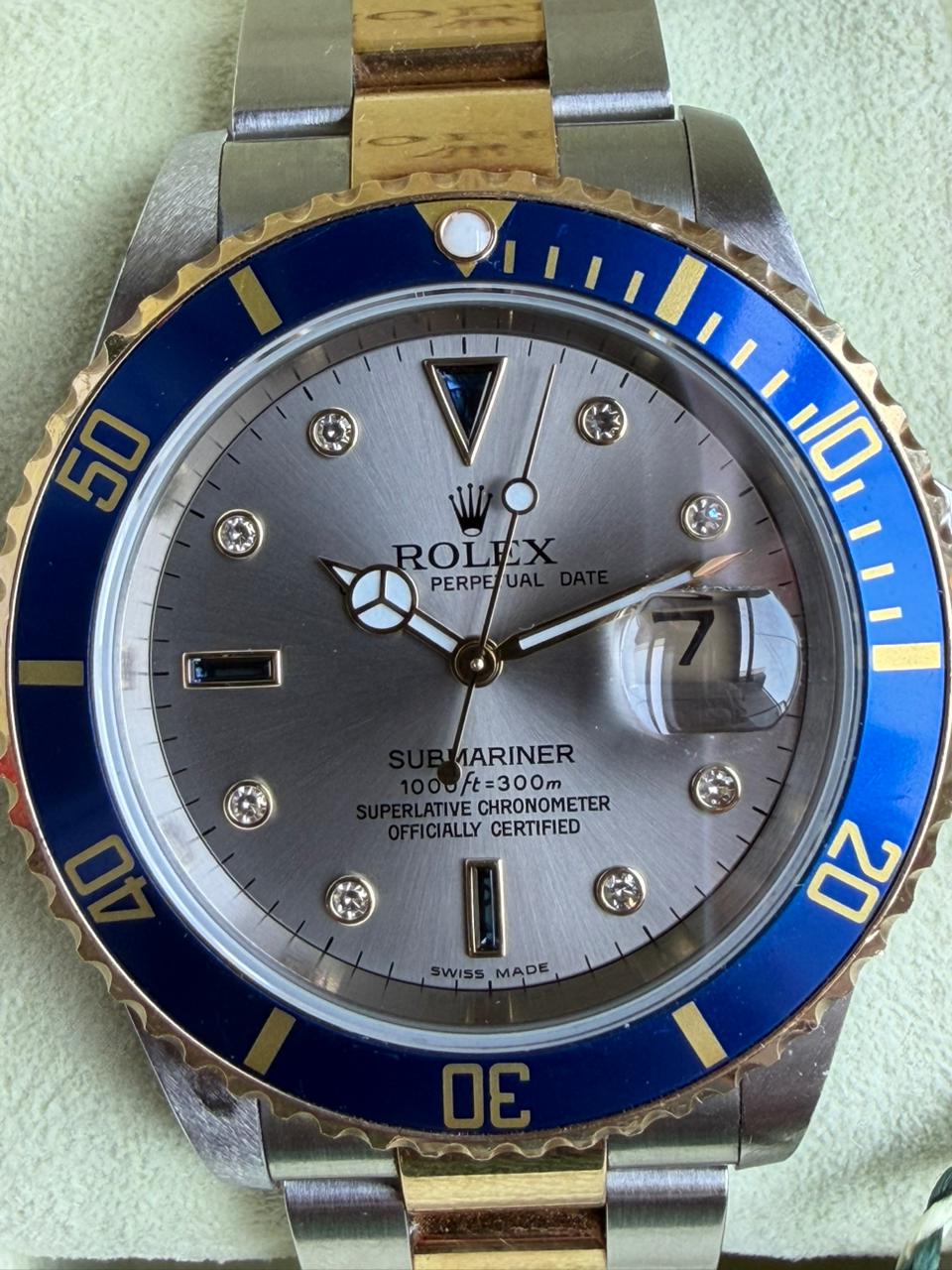 SUBMARINER DATE 40MM 16613 TWOTONE YELLOWGOLD GREY DIAMOND DIAL (2007)