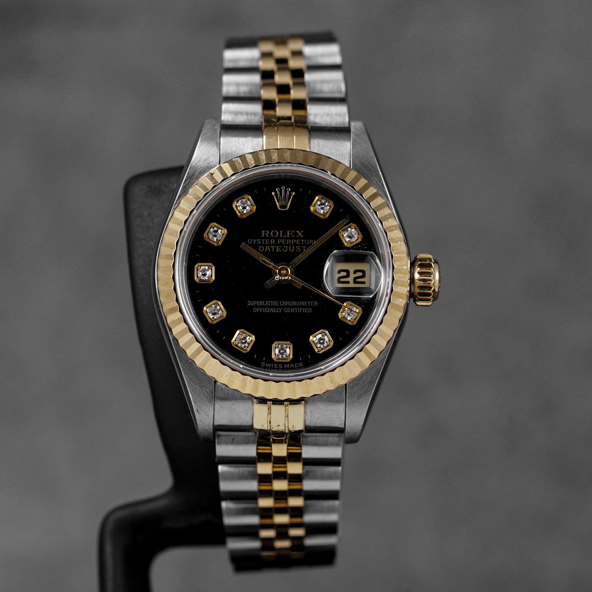 DATEJUST 26MM TWOTONE YELLOWGOLD BLACK DIAMOND DIAL (1999)
