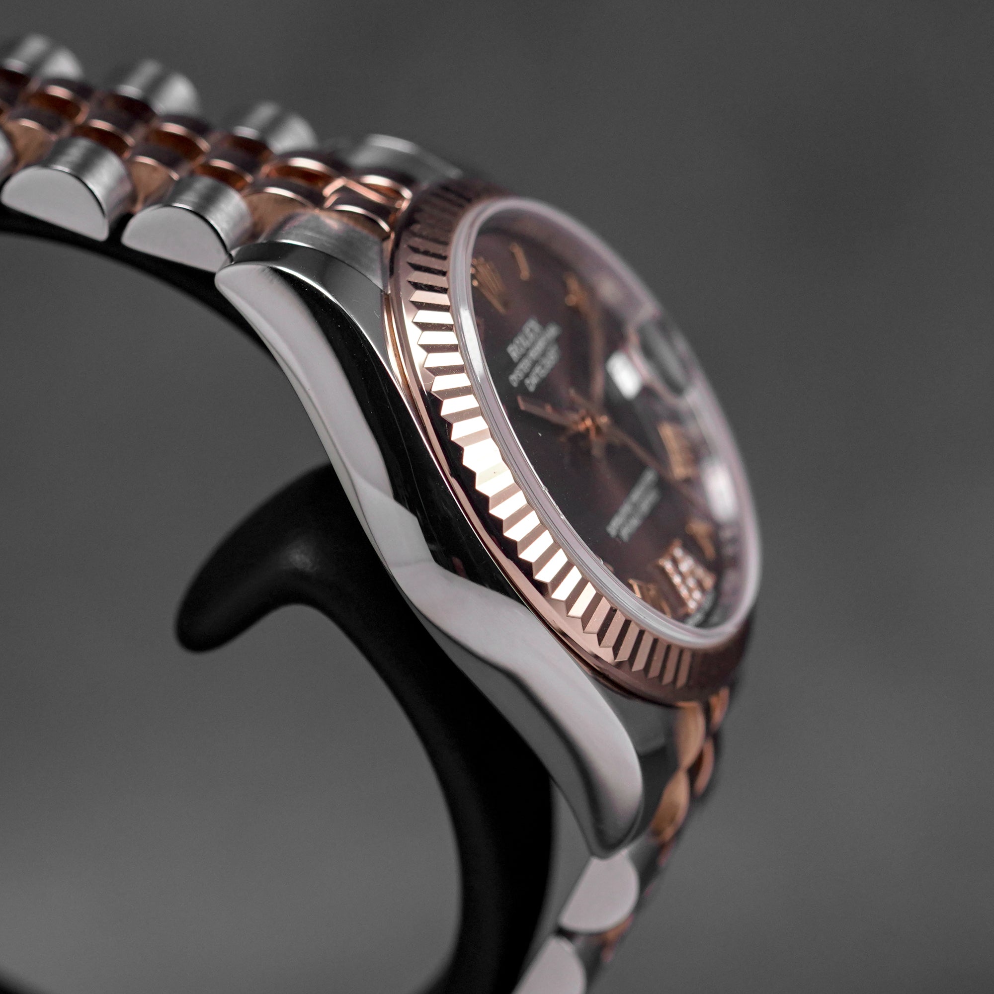DATEJUST 31MM TWOTONE ROSEGOLD CHOCO ROMAN DIAL DIAMOND ON VI (2016)