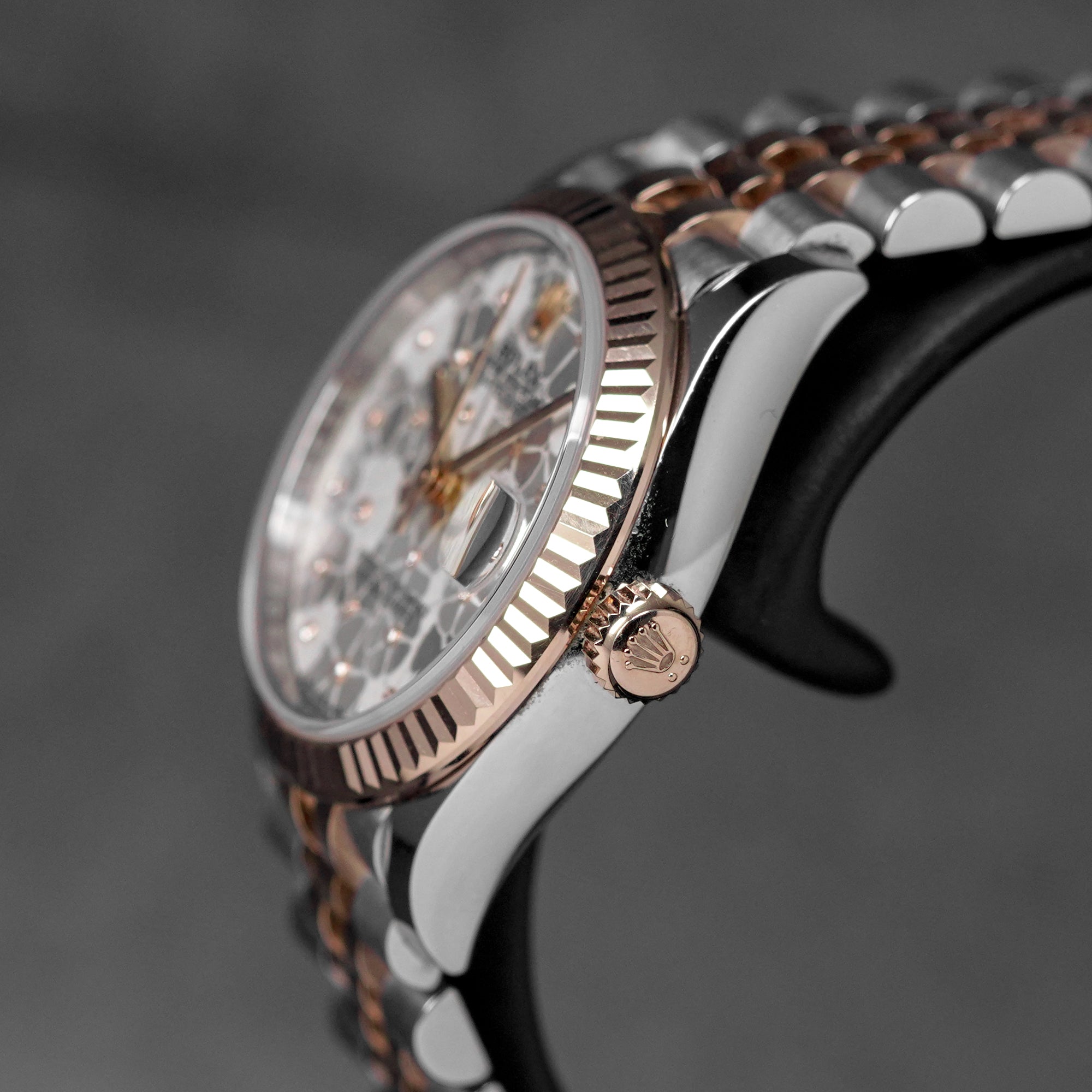 DATEJUST 31MM TWOTONE ROSEGOLD SILVER FLORAL DIAMOND DIAL (2023)