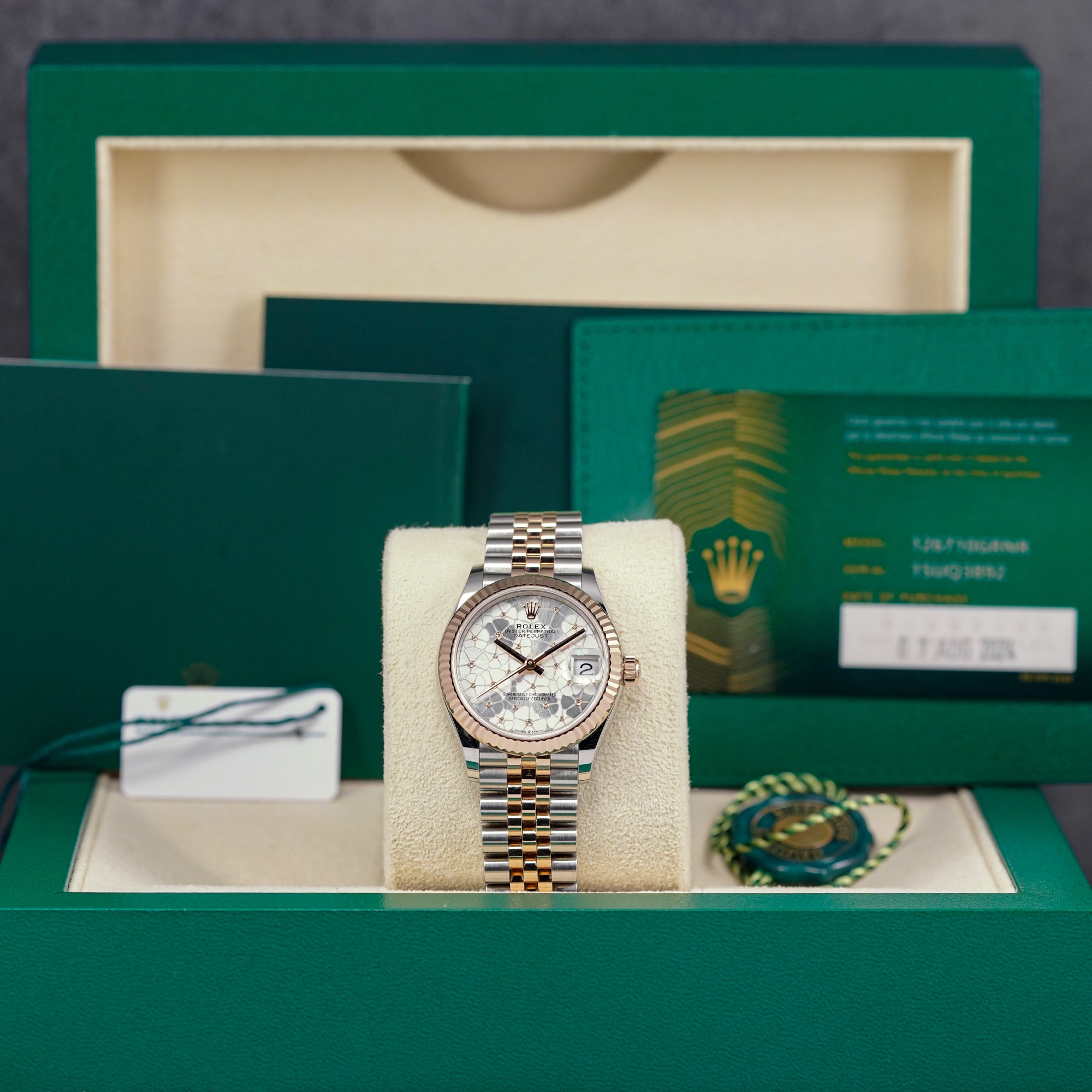 DATEJUST 31MM TWOTONE ROSEGOLD SILVER FLORAL DIAMOND DIAL (2023)