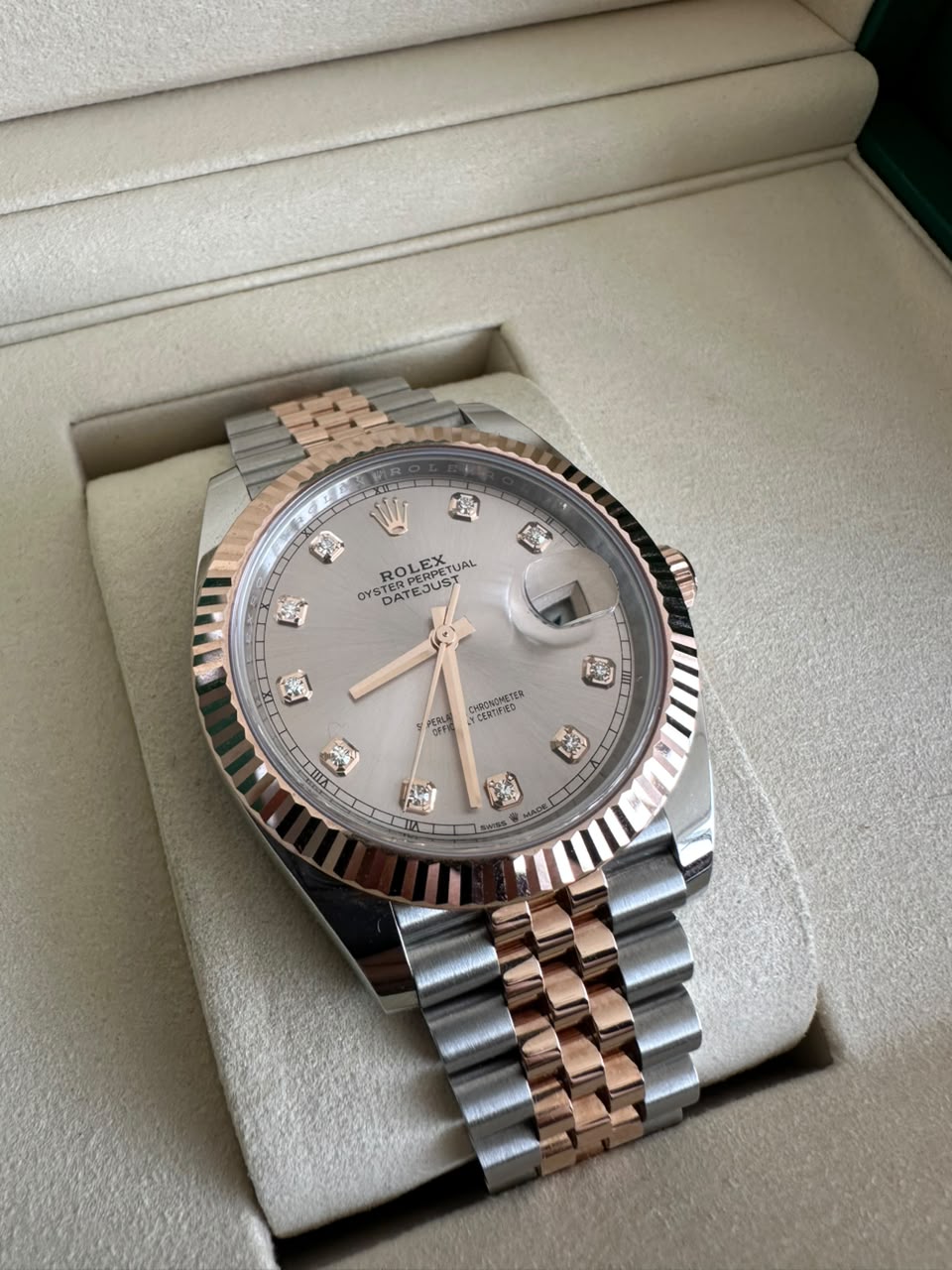 DATEJUST 41MM TWOTONE ROSEGOLD PINK SUNDUST DIAMOND DIAL (2025)