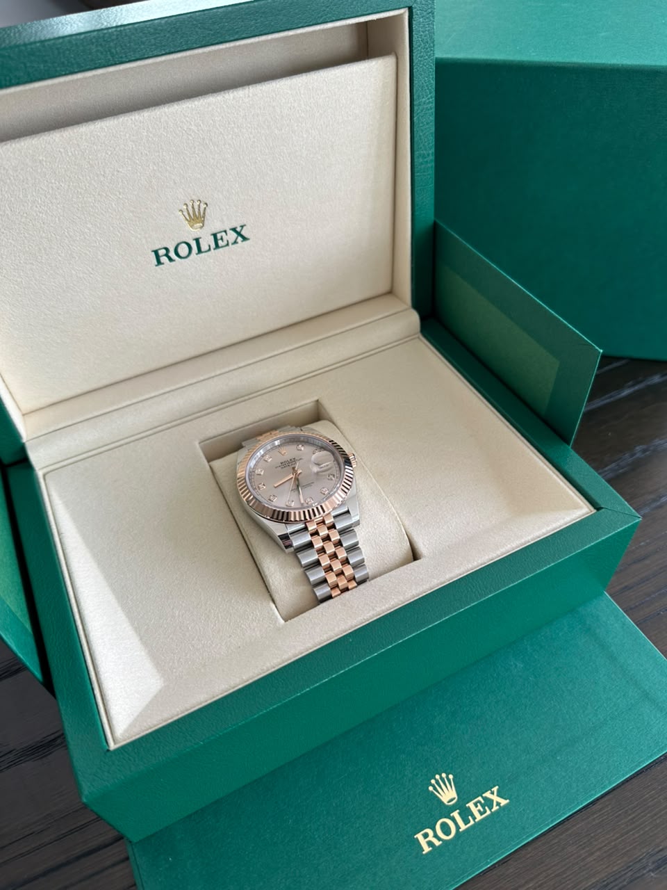DATEJUST 41MM TWOTONE ROSEGOLD PINK SUNDUST DIAMOND DIAL (2025)
