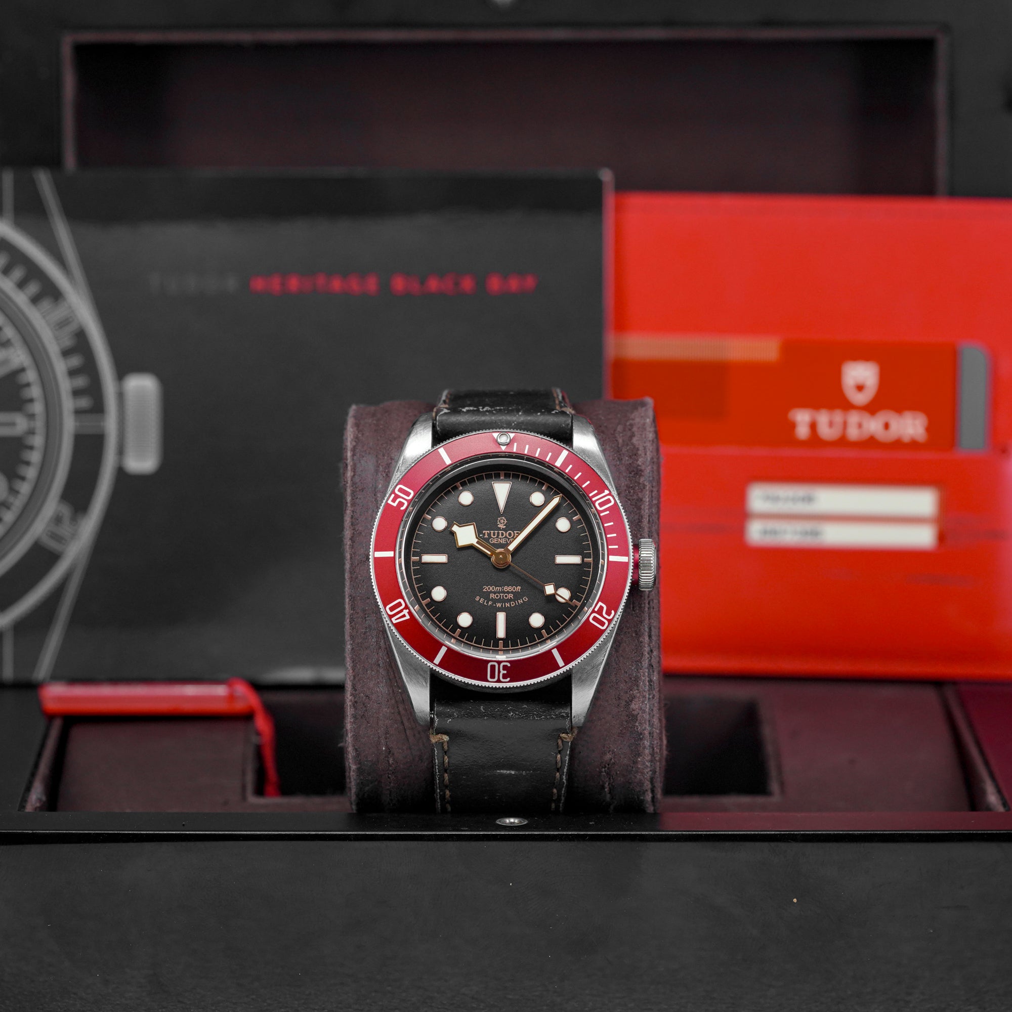 HERITAGE BLACK BAY 41 RED LEATHER STRAP (2013)