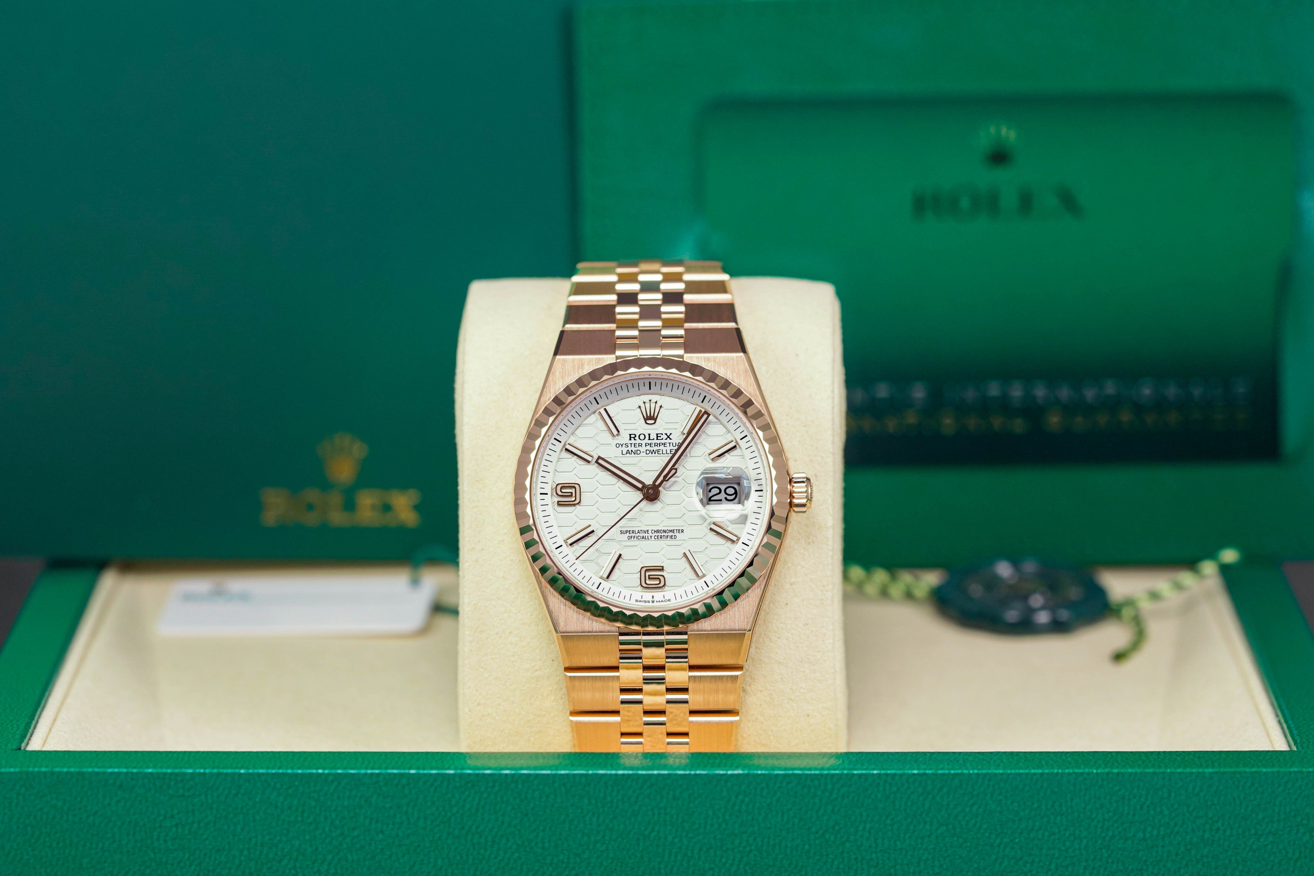 harga rolex land dweller 36 rosegold white indonesia terbaru
