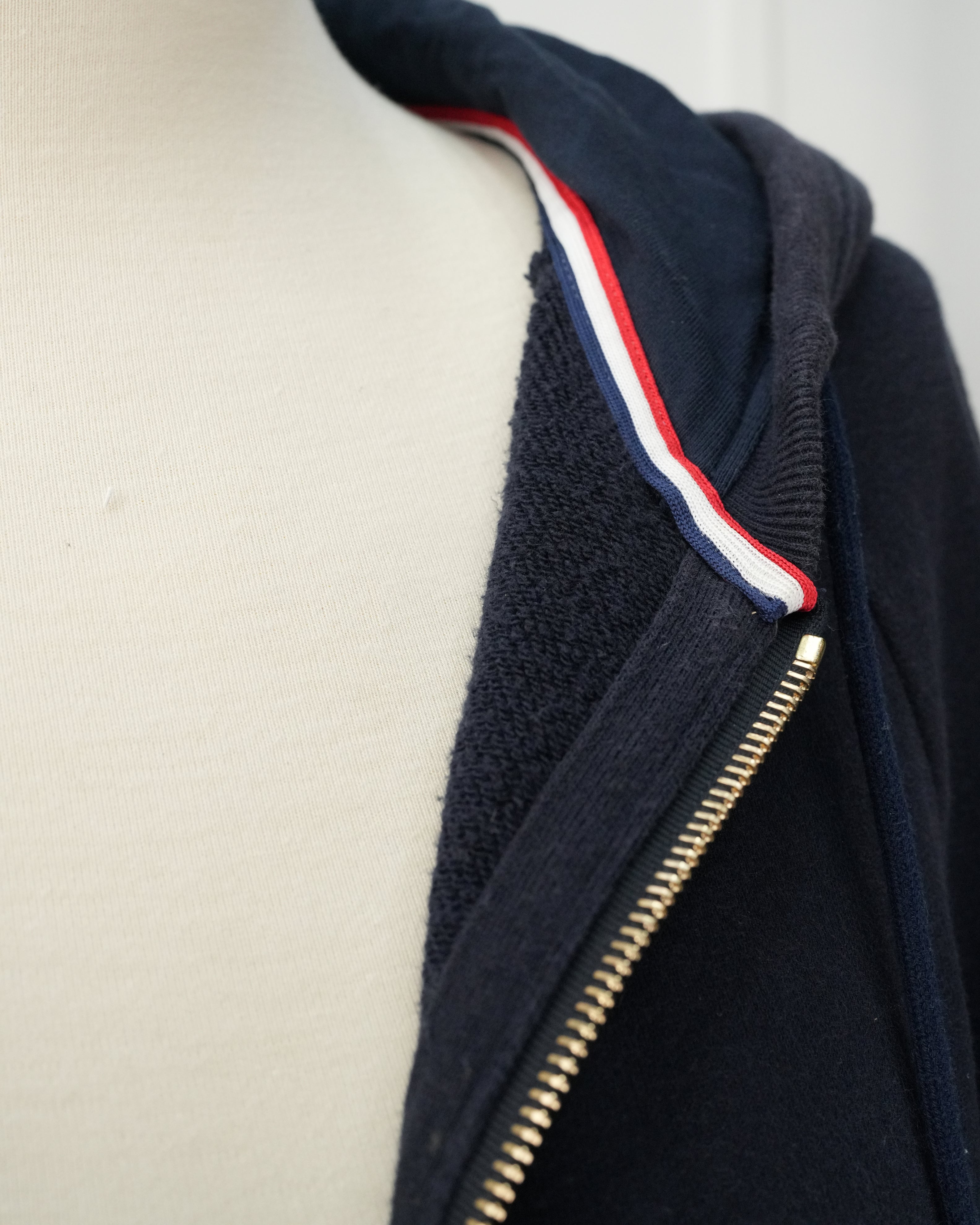 4-BAR ZIP-UP COTTON HOODIE SIZE 3 NAVY BLUE