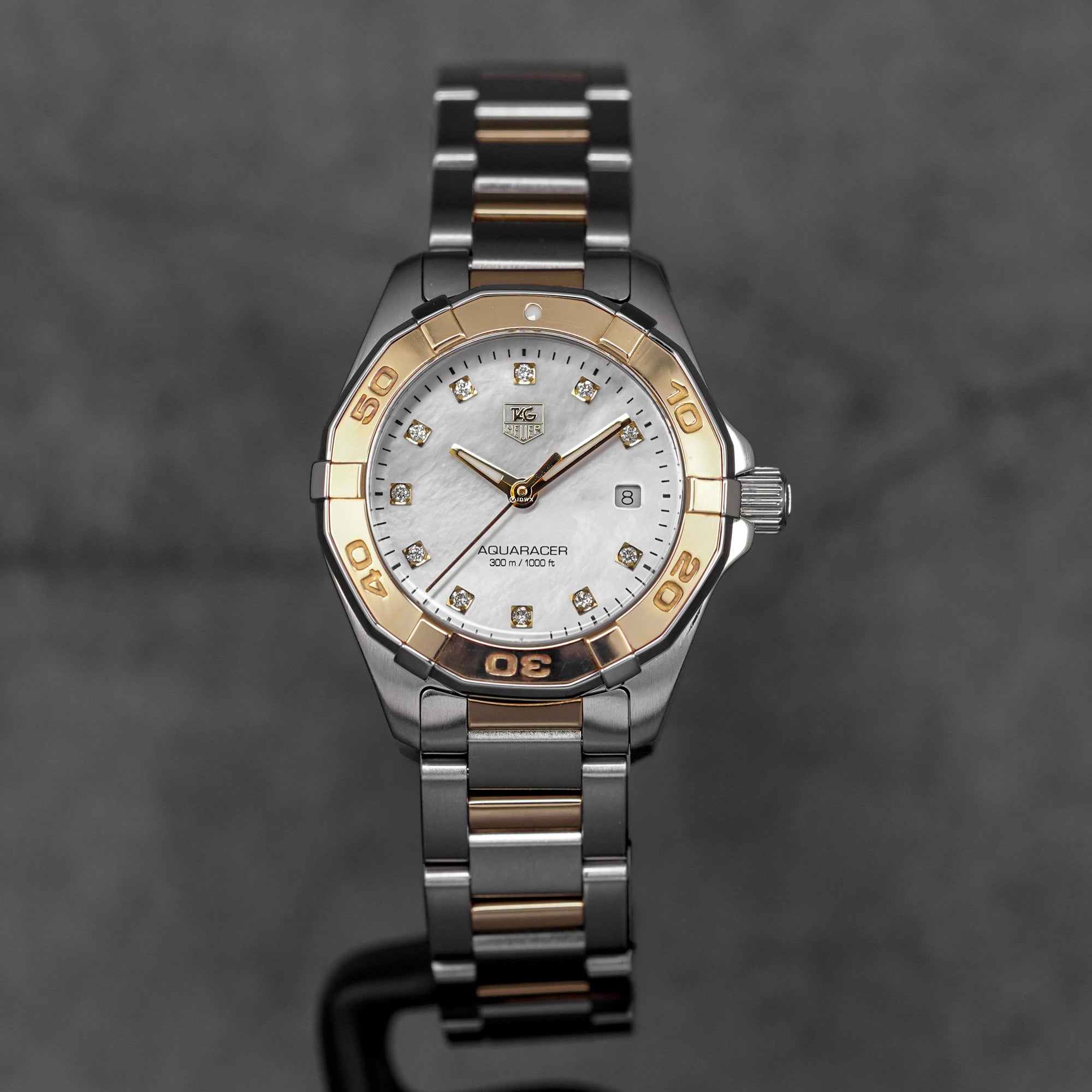 AQUARACER LADY 27MM TWOTONE YELLOWGOLD MOP DIAMOND DIAL (2015)