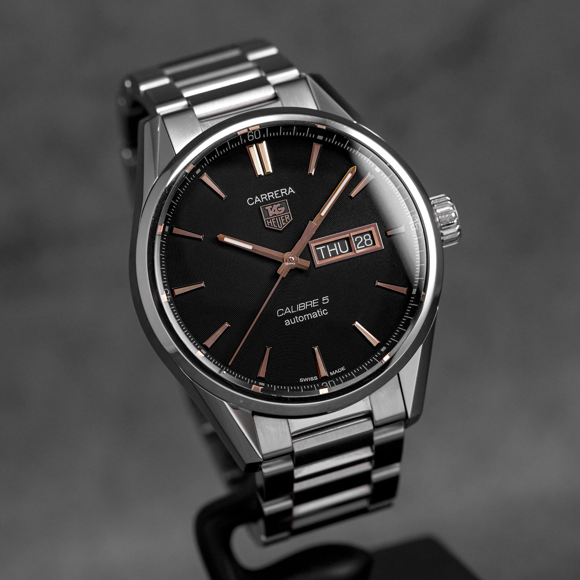 TAG HEUER CARRERA CALIBRE 5 DAY-DATE BLACK DIAL (2017)
