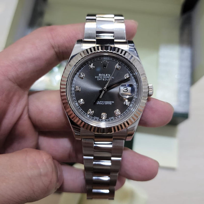 DATEJUST 41MM FLUTED OYSTER RHODIUM DIAMOND DIAL (2013)