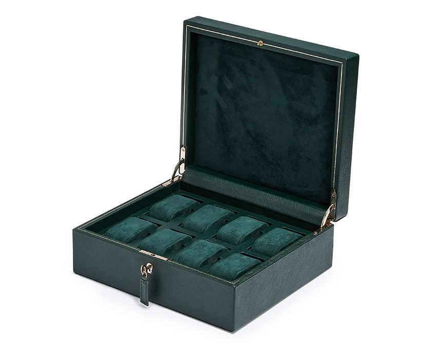 WOLF BRITISH RACING GREEN 8 PIECE WATCH BOX