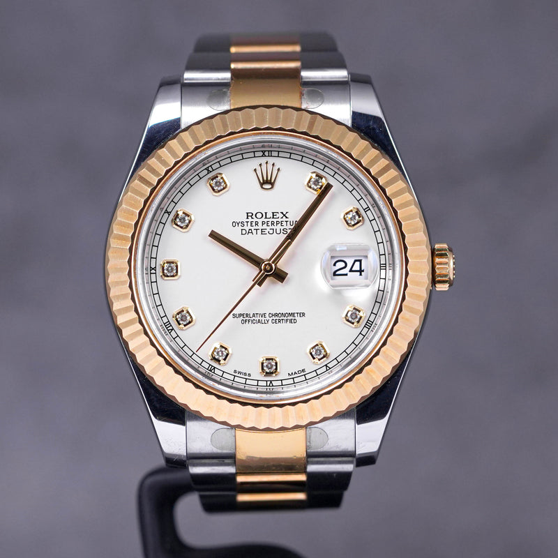 DATEJUST II TWOTONE YELLOW GOLD IVORY DIAMOND DIAL (WATCH ONLY)