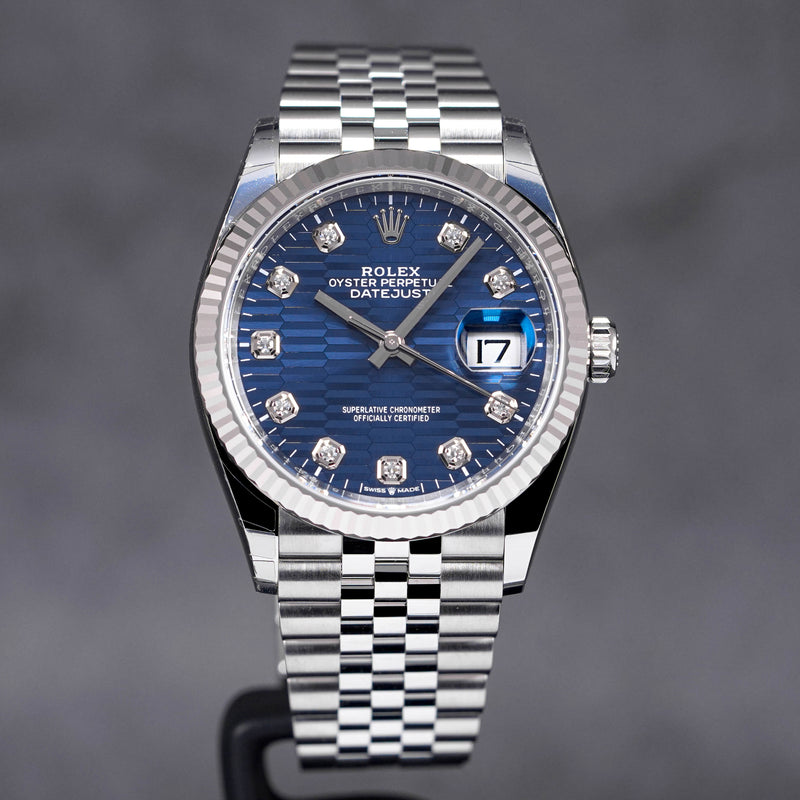 DATEJUST 36MM BLUE FLUTED DIAL DIAMOND INDEX (2023)