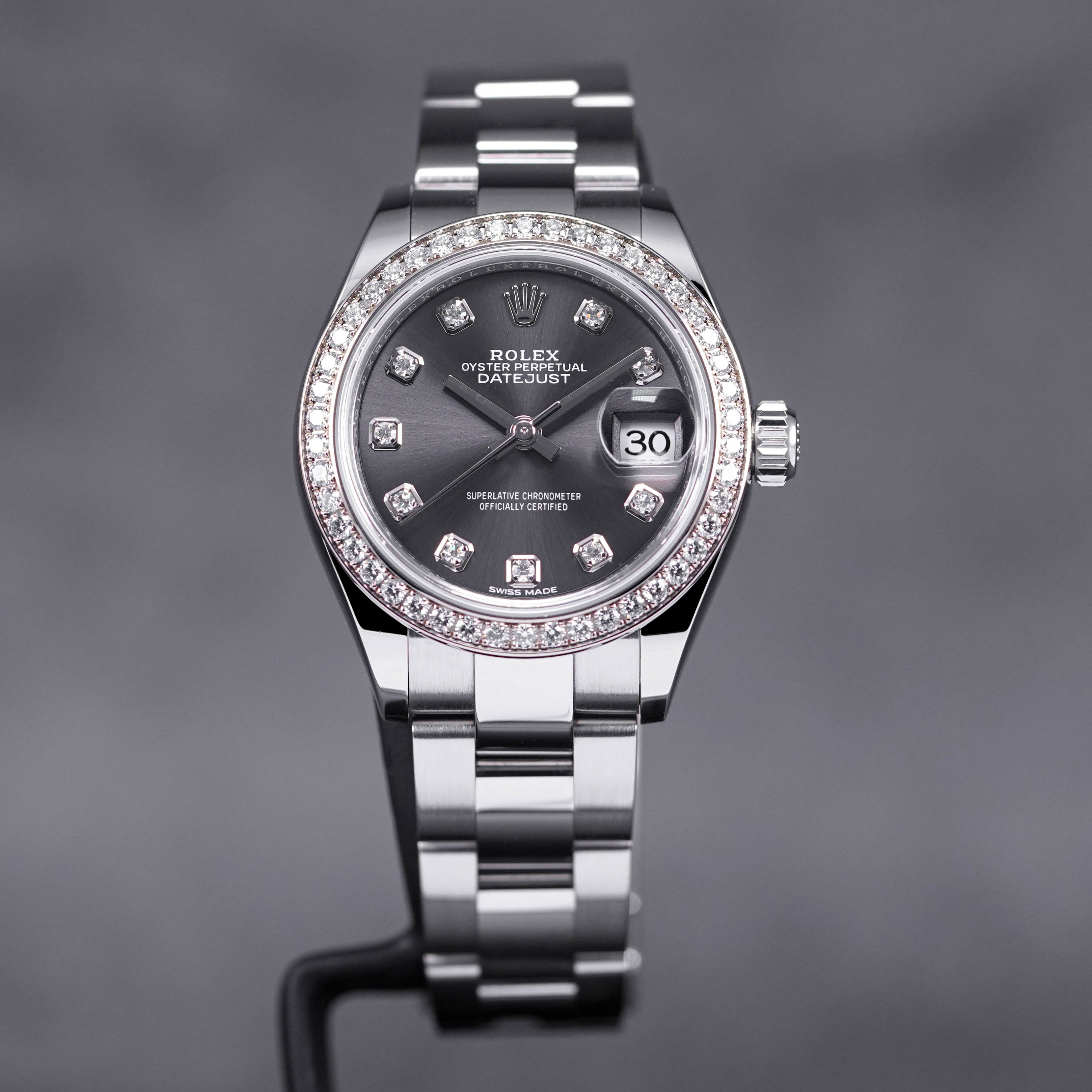 DATEJUST 28MM RHODIUM DIAMOND DIAL DIAMOND RING (2021)