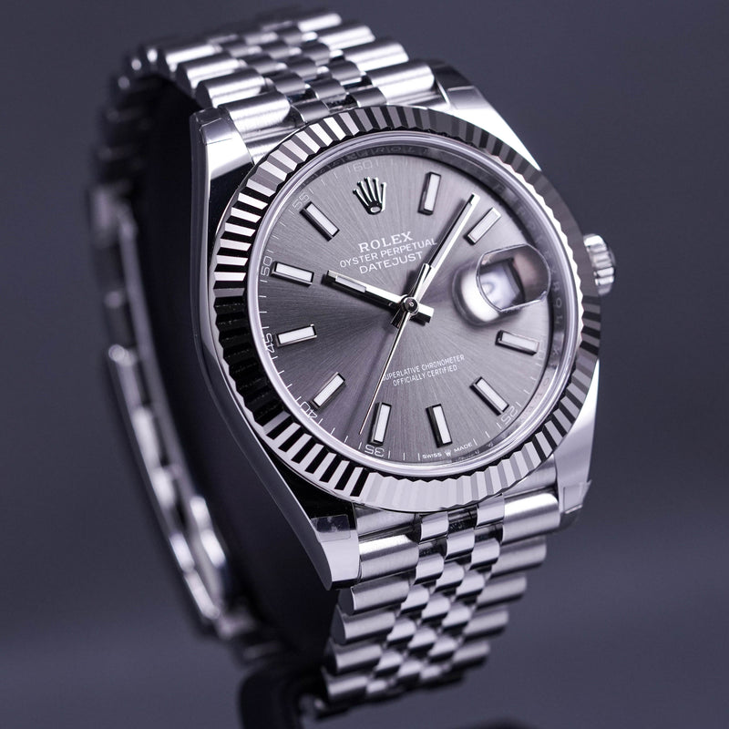 DATEJUST 41MM FLUTED JUBILEE RHODIUM DIAL (2022)