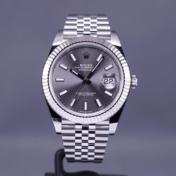 DATEJUST 41MM FLUTED JUBILEE RHODIUM DIAL (2022)
