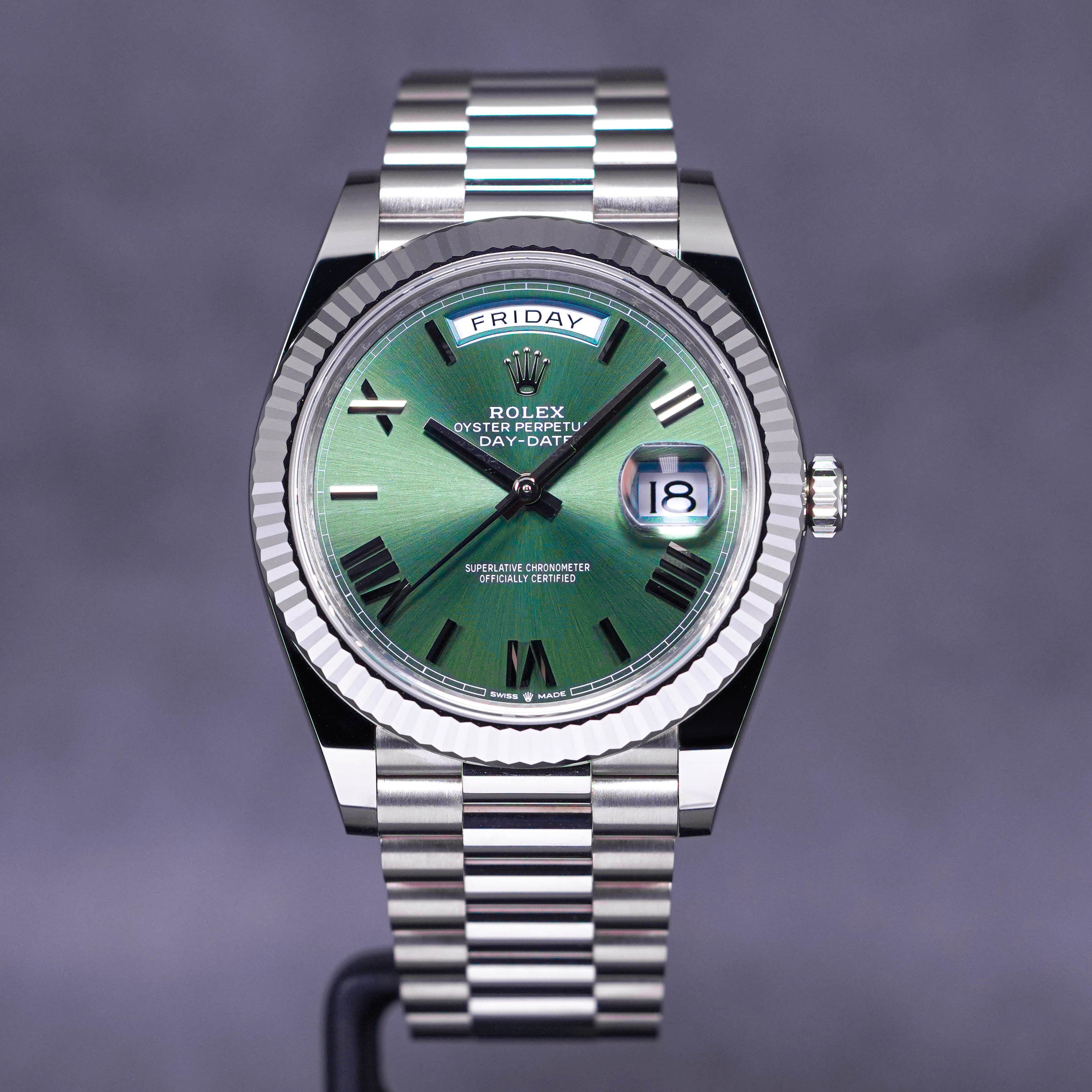 Rolex Daydate Whitegold Olive Green 228239