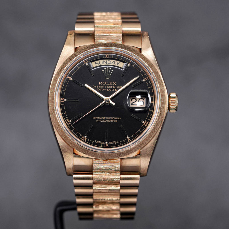 DAYDATE 36MM 18078 YELLOWGOLD 'CORTECCIA' BLACK DIAL (WATCH ONLY)