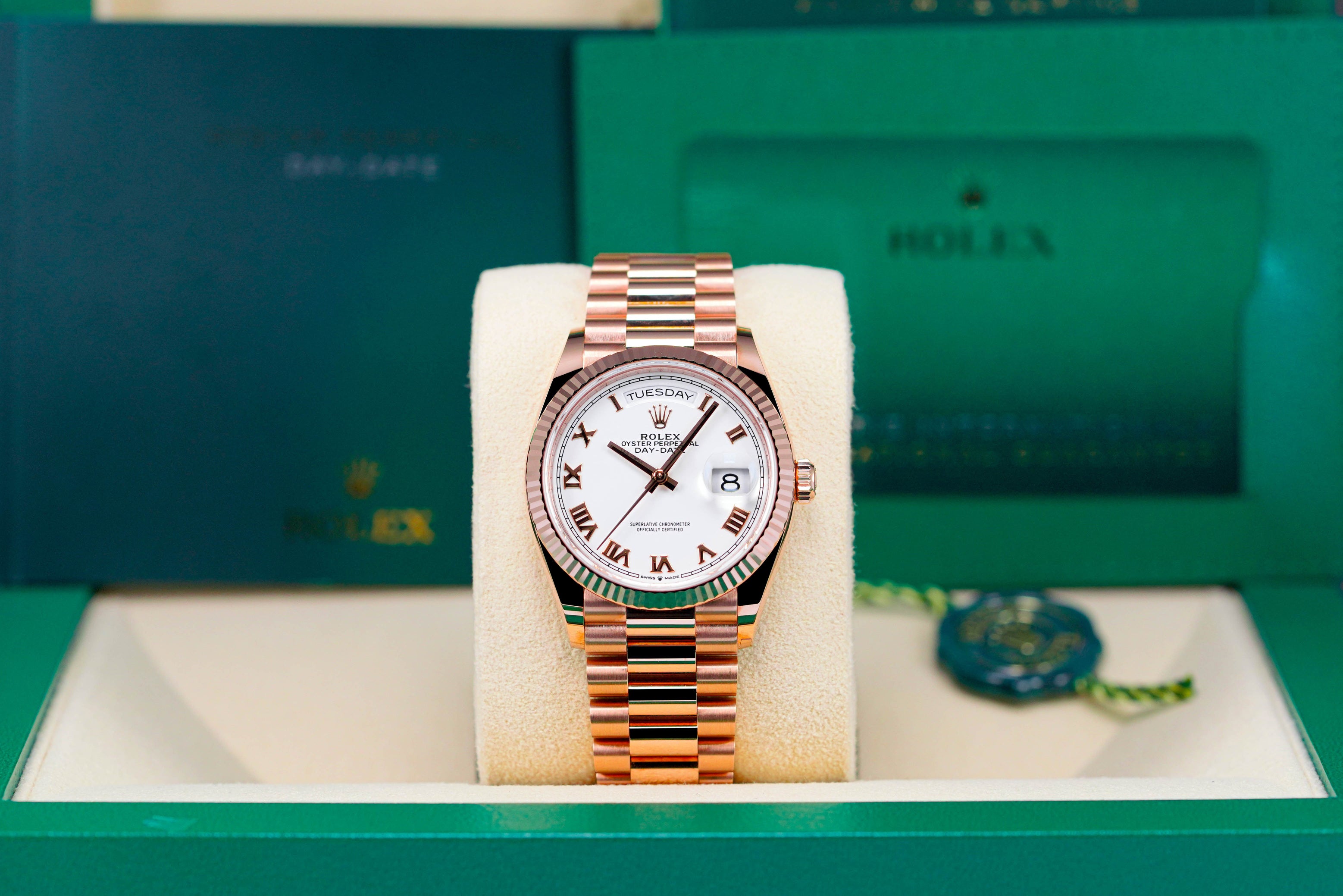 Rolex Daydate Rosegold White Roman