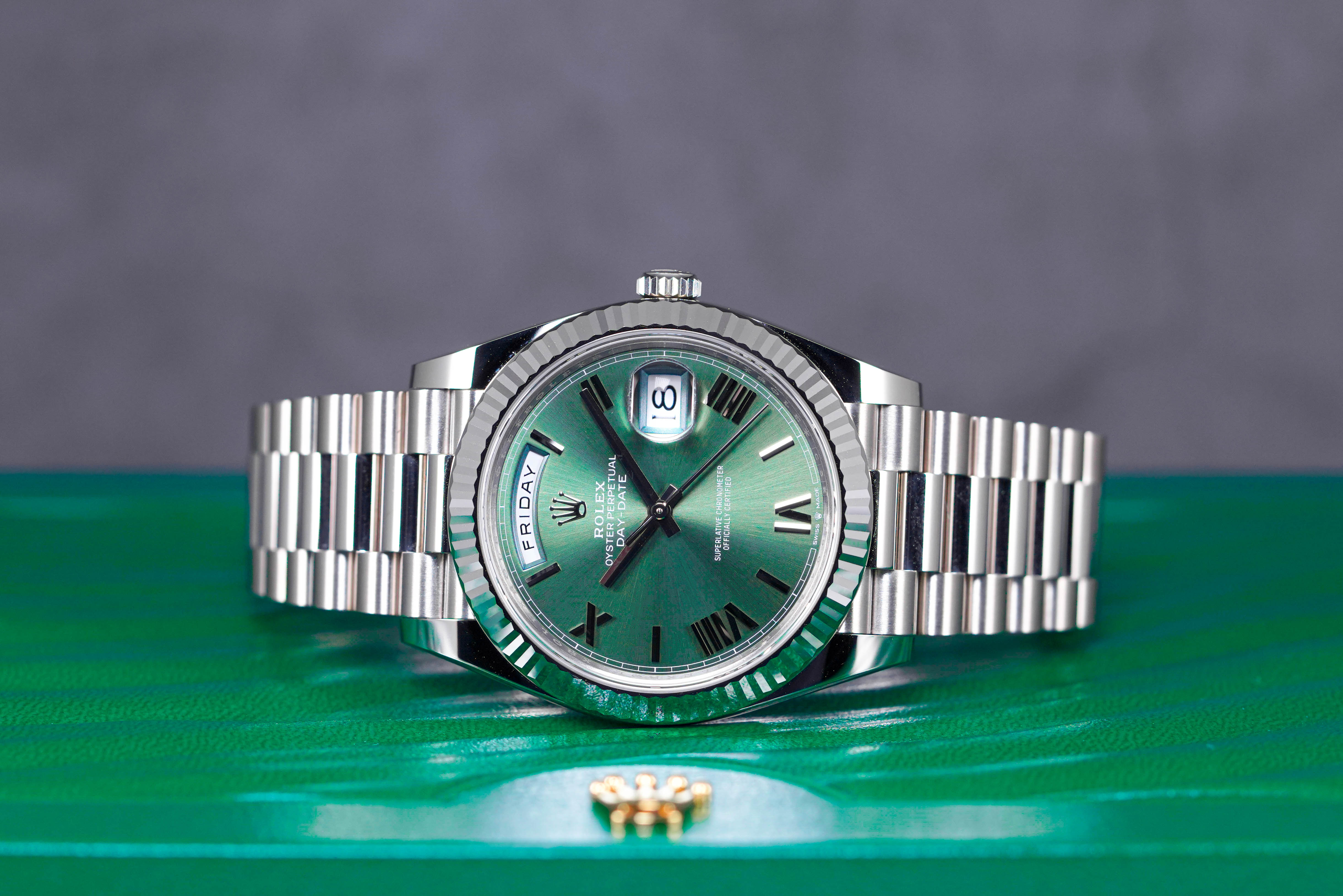 Rolex Daydate Whitegold Olive Green