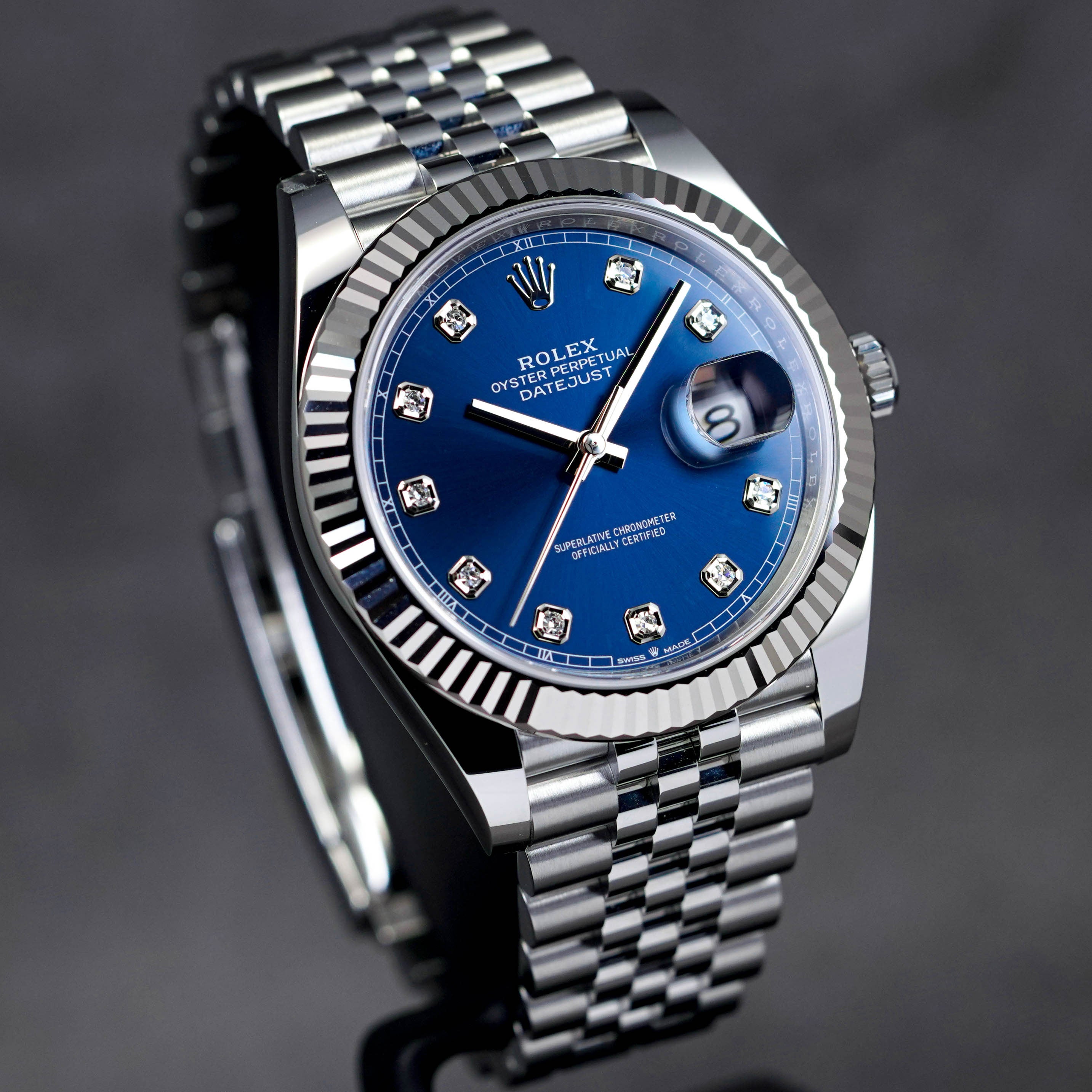 DATEJUST 41MM BLUE FLUTED JUBILEE DIAMOND INDEX (2022)