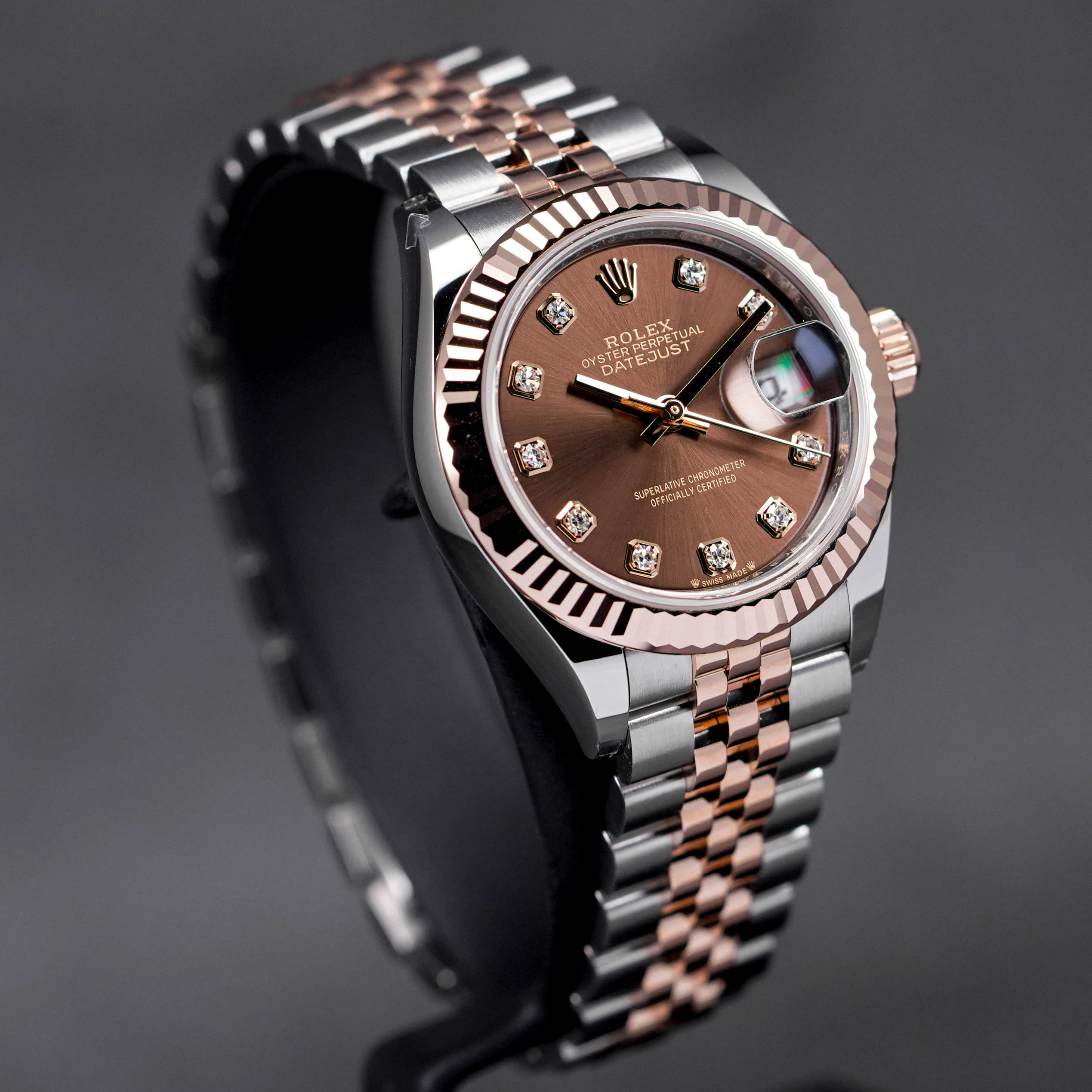 DATEJUST 28MM TWOTONE ROSEGOLD CHOCO DIAMOND DIAL (2023)