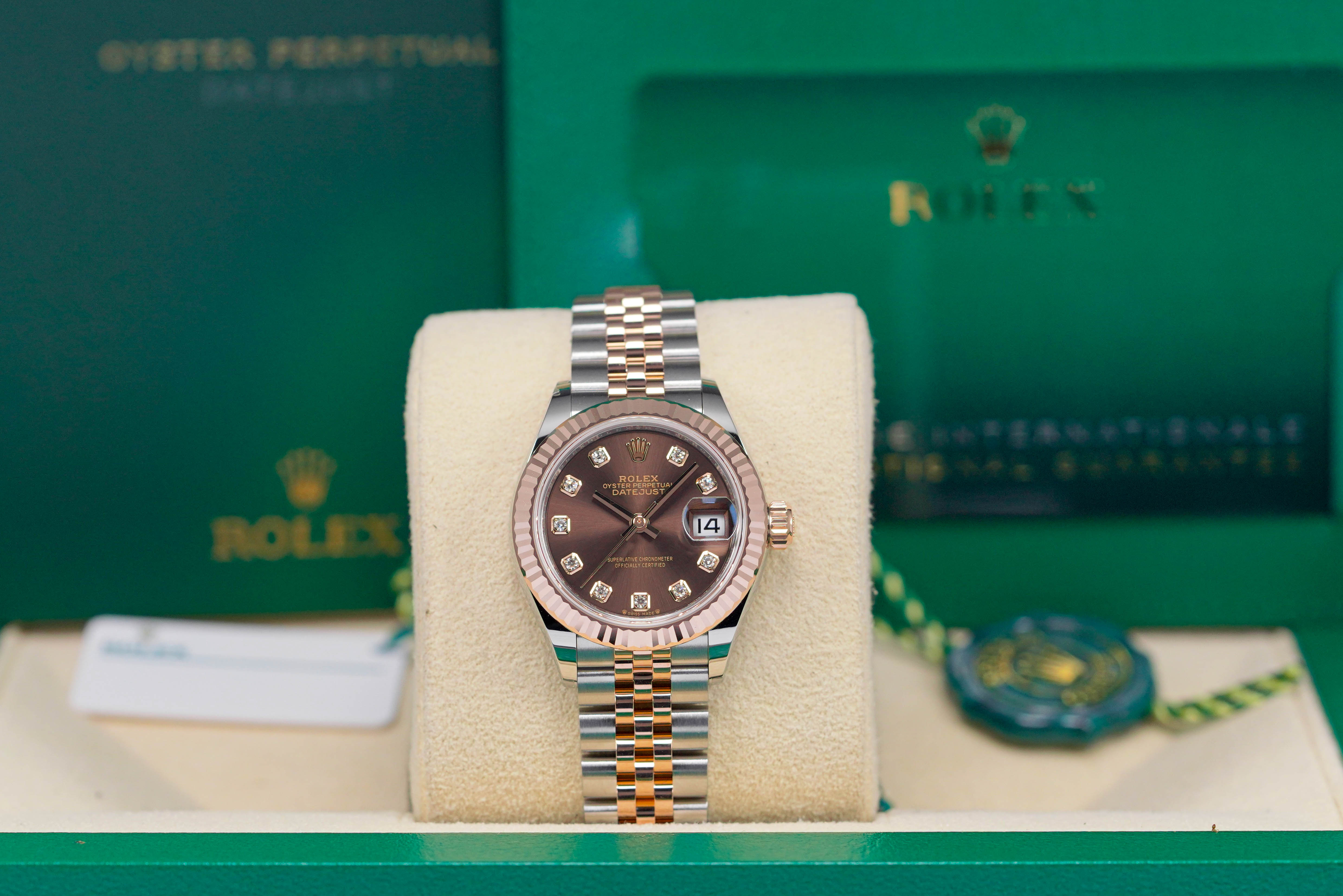 DATEJUST 28MM TWOTONE ROSEGOLD CHOCO DIAMOND DIAL (2023)