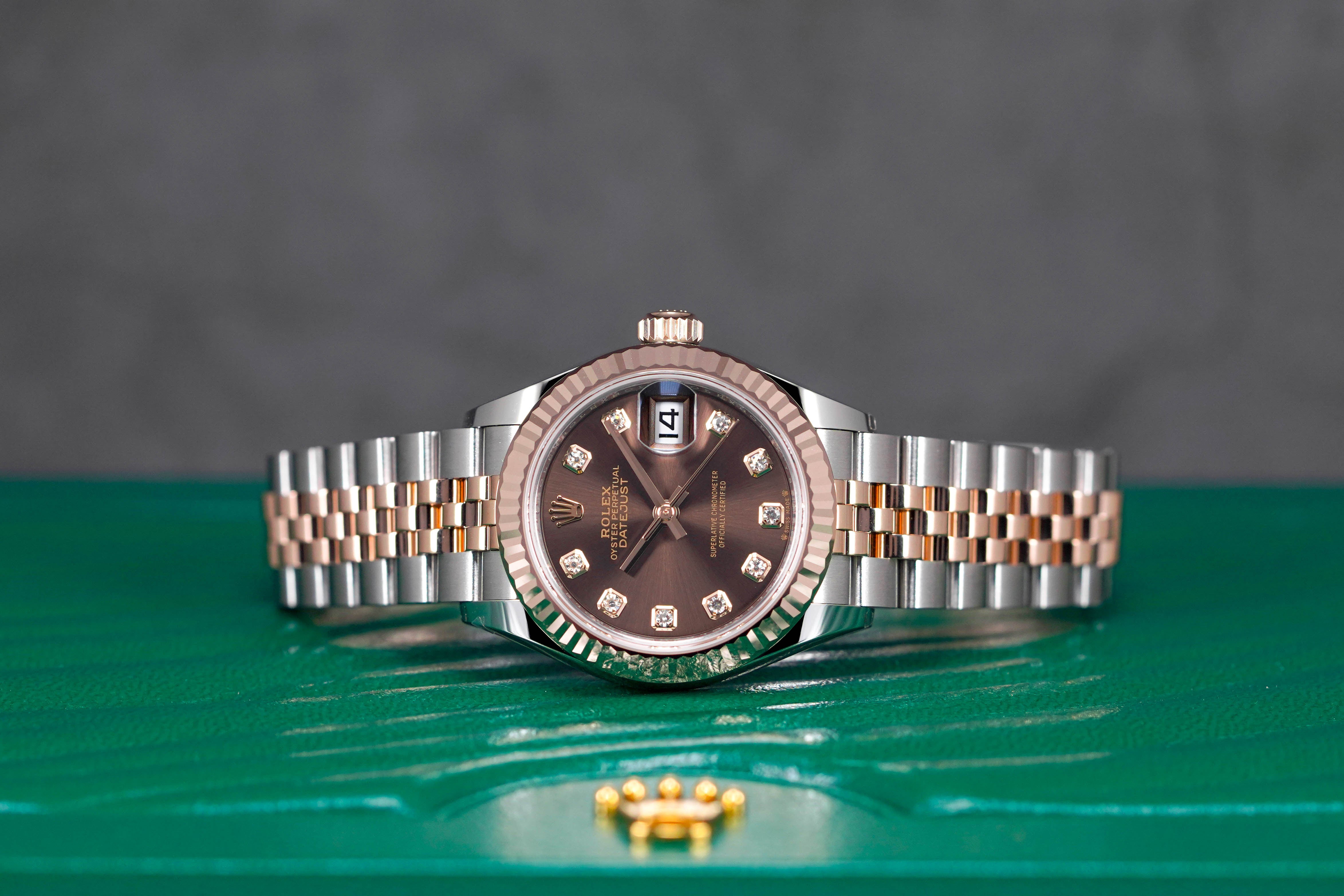 DATEJUST 28MM TWOTONE ROSEGOLD CHOCO DIAMOND DIAL (2023)