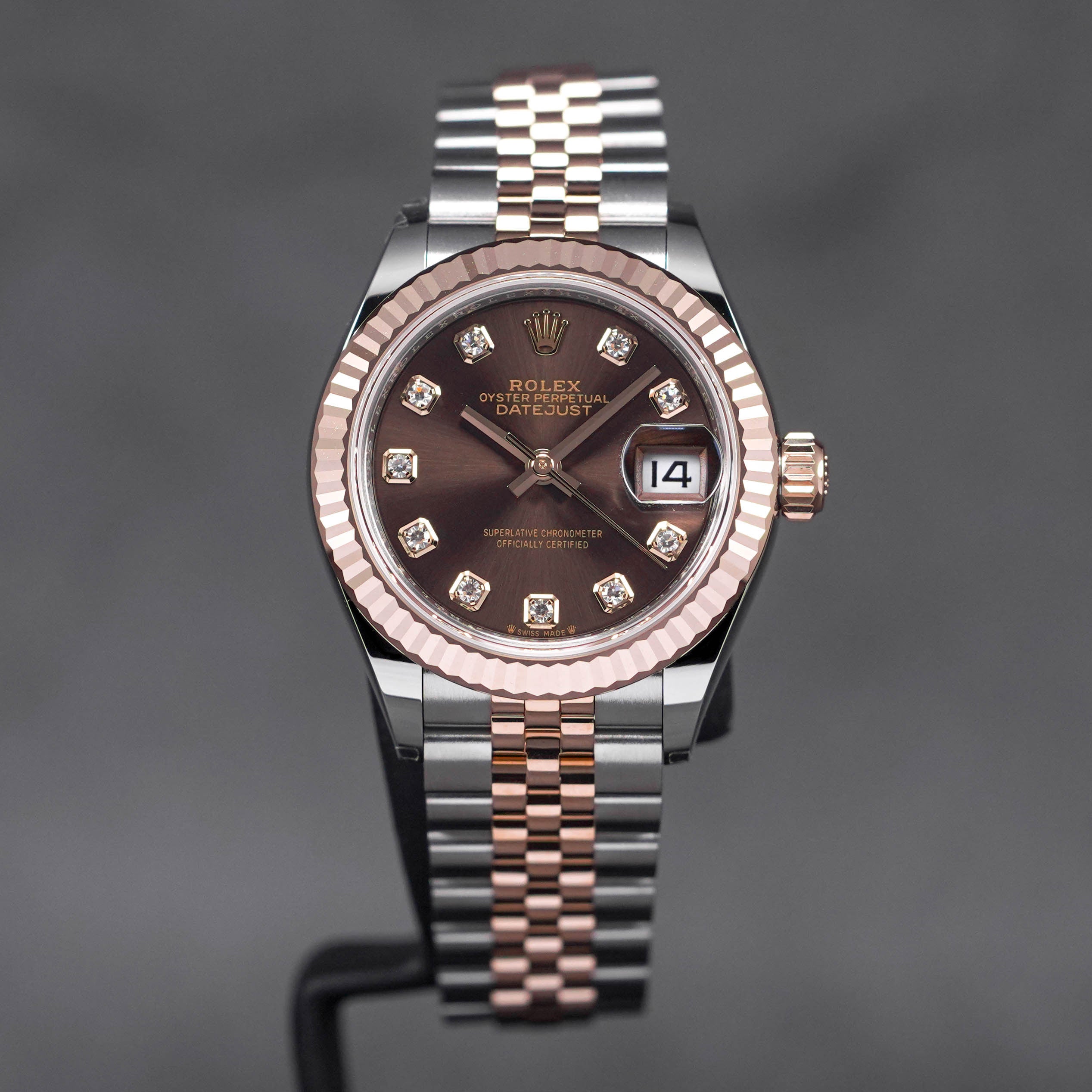 DATEJUST 28MM TWOTONE ROSEGOLD CHOCO DIAMOND DIAL (2023)