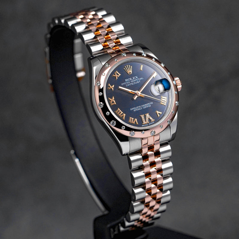 DATEJUST 31MM TWOTONE ROSEGOLD BLUE DIAL DOMED DIAMOND DIAMOND ON 6 (2012)