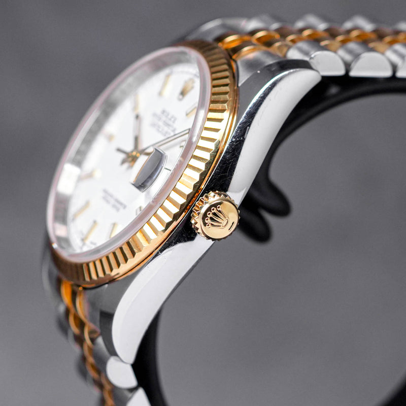 DATEJUST 36MM TWOTONE YELLOW GOLD WHITE DIAL ROULETTE DATE WHEEL (WATCH ONLY)