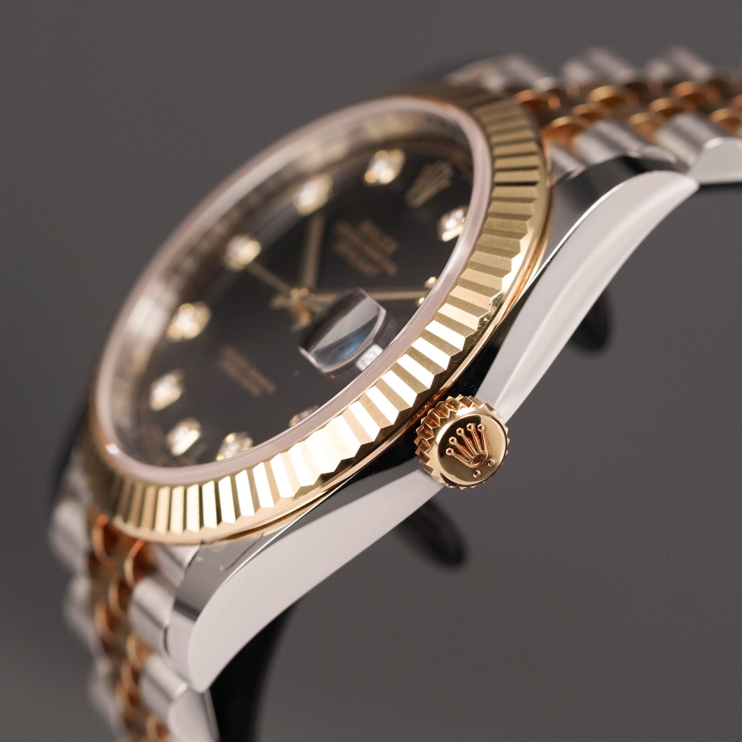 ROLEX DATEJUST 41MM TWOTONE YELLOWGOLD BLACK DIAMOND DIAL (2018)