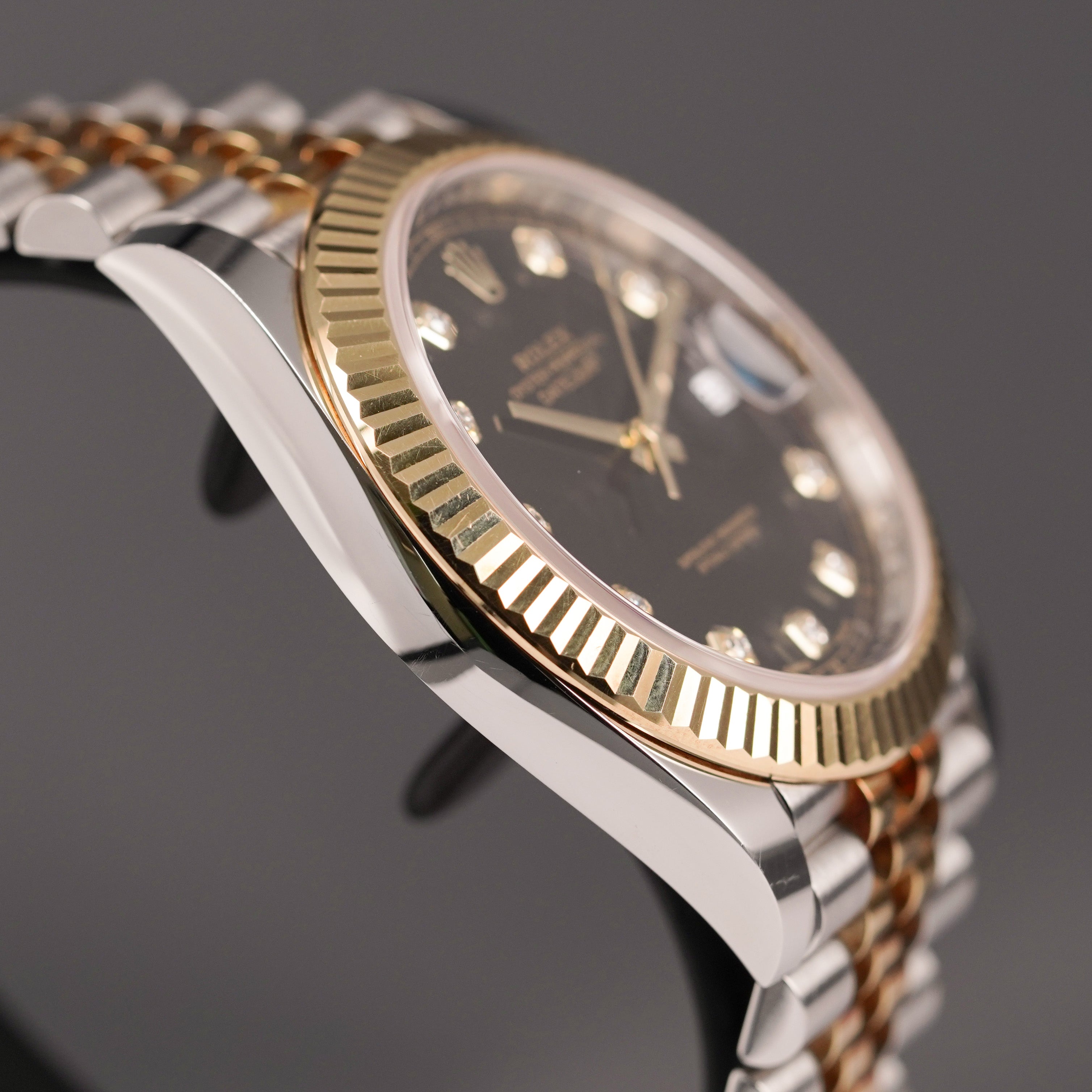 ROLEX DATEJUST 41MM TWOTONE YELLOWGOLD BLACK DIAMOND DIAL (2018)