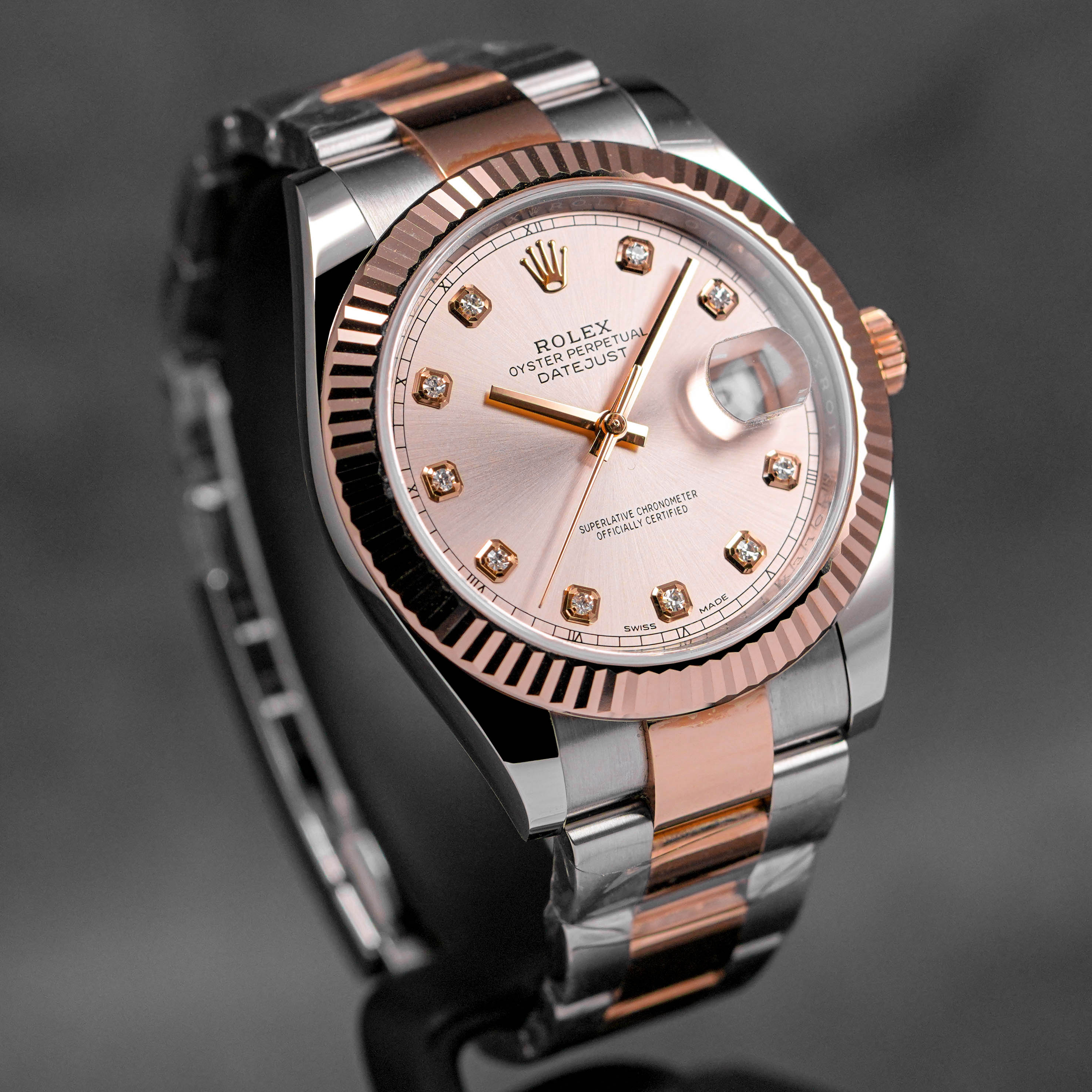 DATEJUST 41MM TWOTONE ROSEGOLD SILVER SUNDUST DIAMOND DIAL (2018)