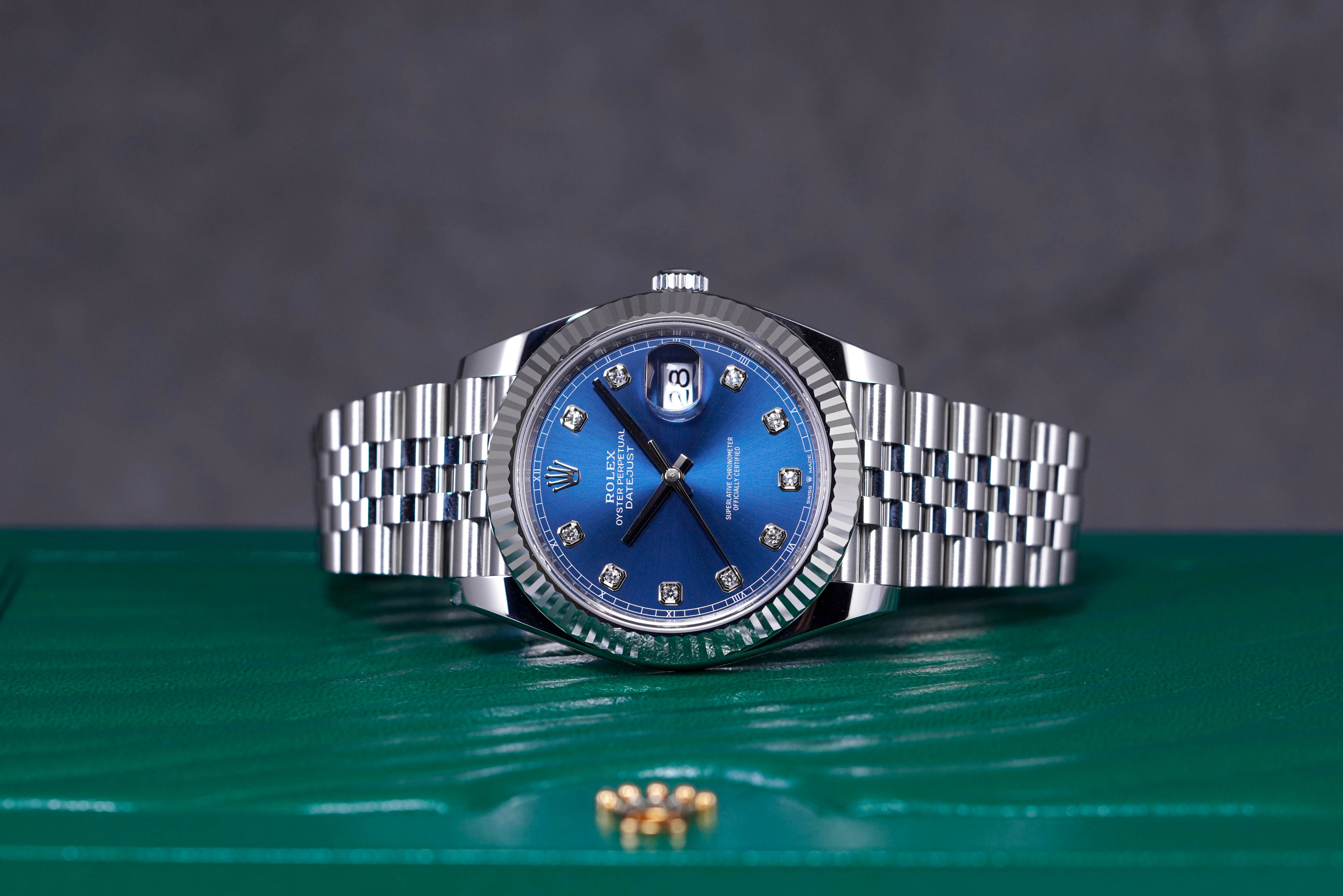 DATEJUST 41MM BLUE FLUTED JUBILEE DIAMOND INDEX (2022)