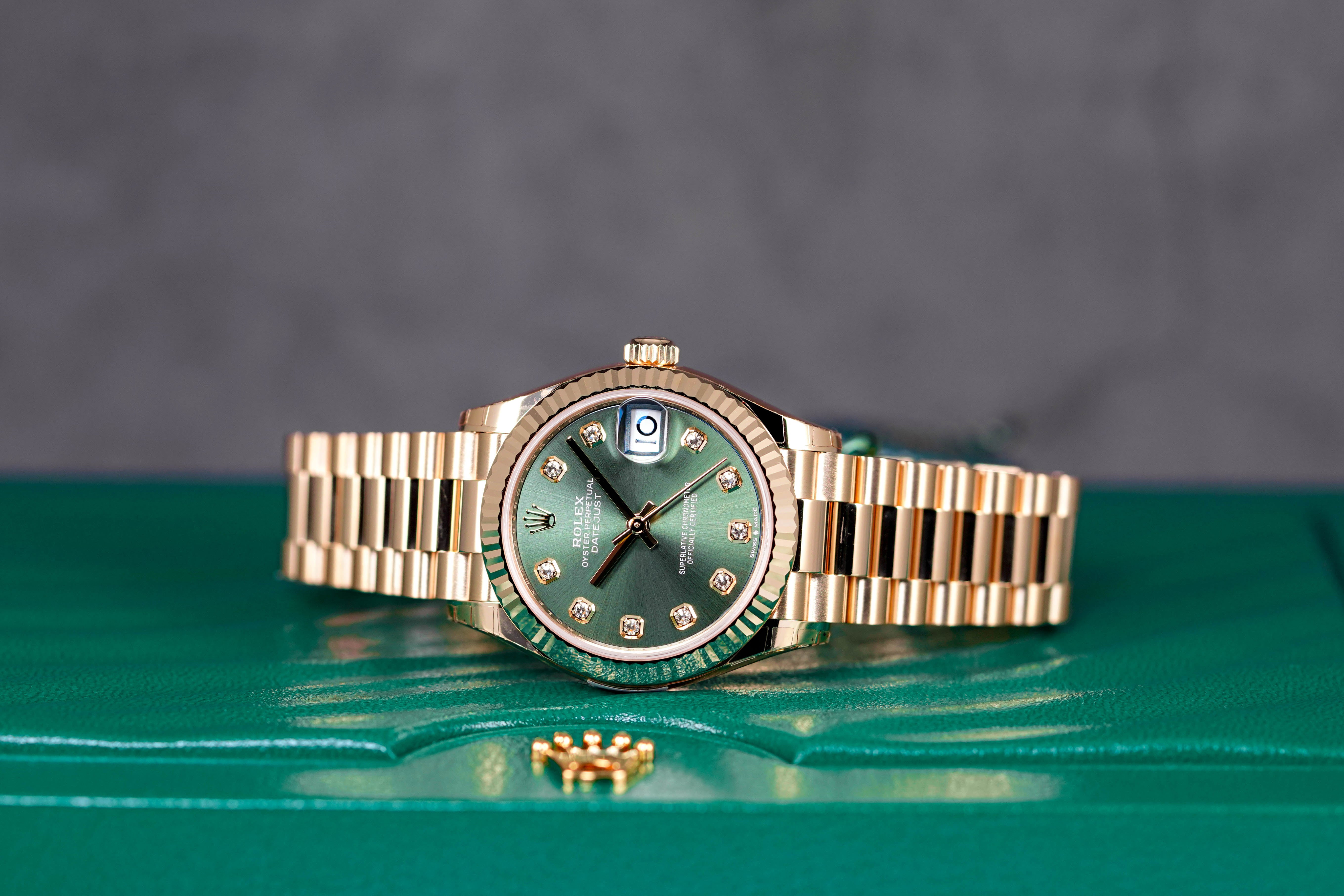 DATEJUST 31MM YELLOWGOLD GREEN DIAMOND DIAL (2023)