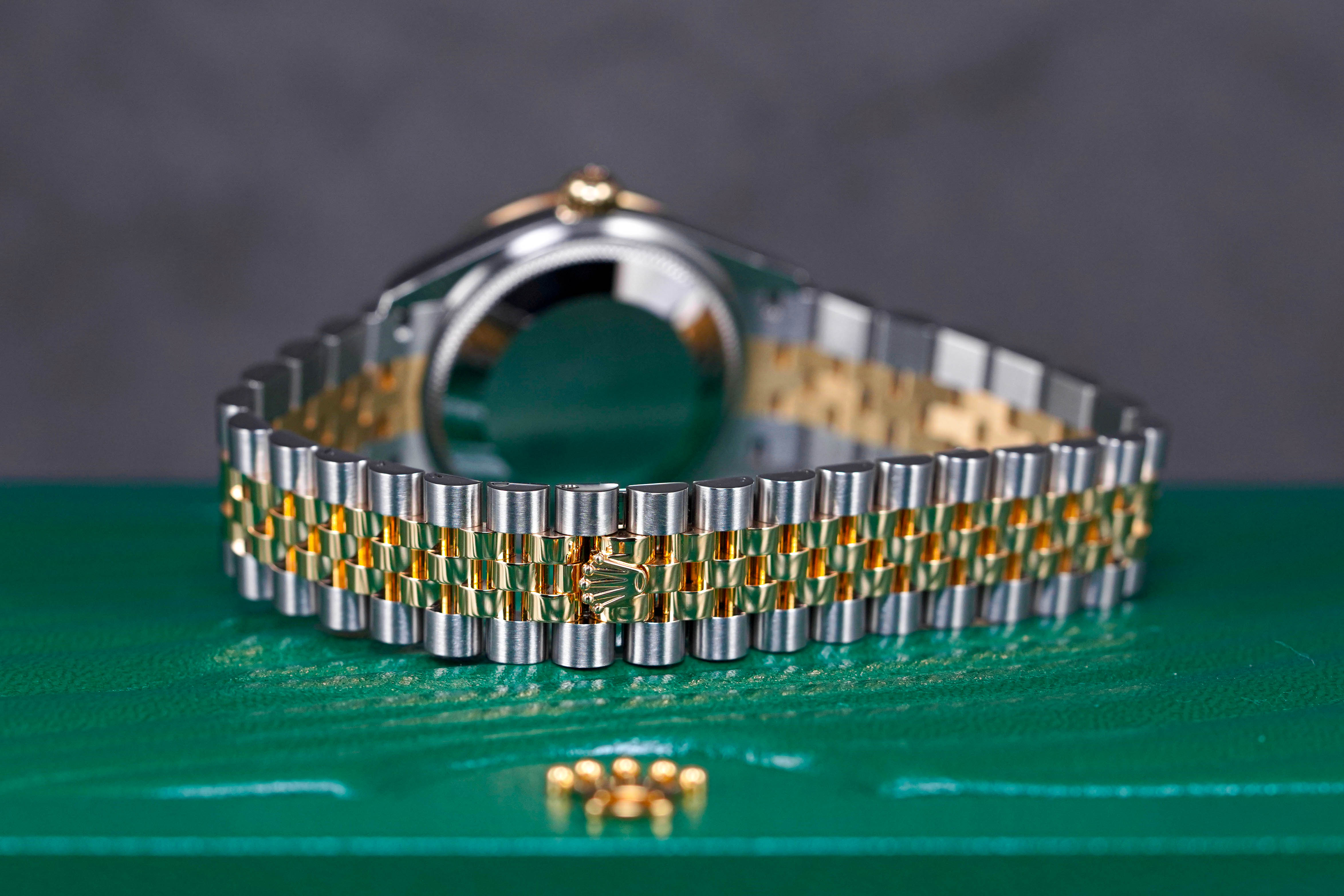 DATEJUST 31MM TWOTONE YELLOWGOLD GREEN FLORAL DIAL WITH DIAMOND RING (2022)