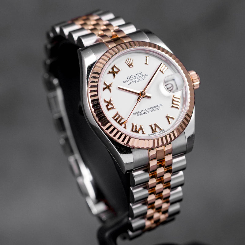 DATEJUST 31MM TWOTONE ROSEGOLD WHITE ROMAN DIAL (2015)