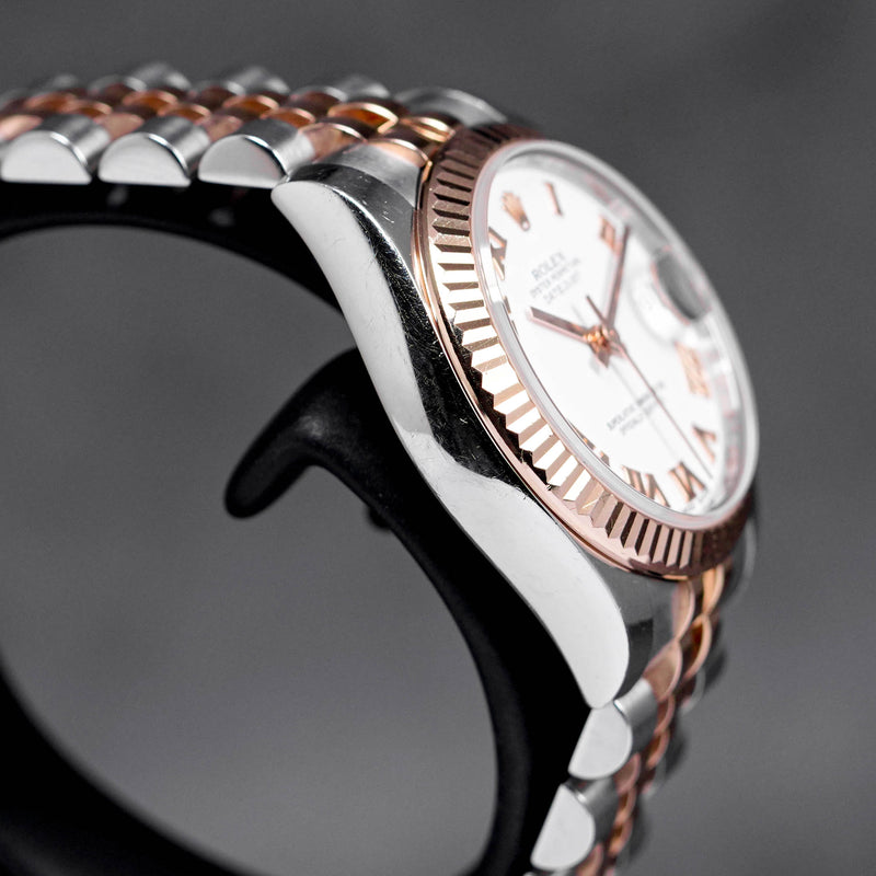 DATEJUST 31MM TWOTONE ROSEGOLD WHITE ROMAN DIAL (2015)