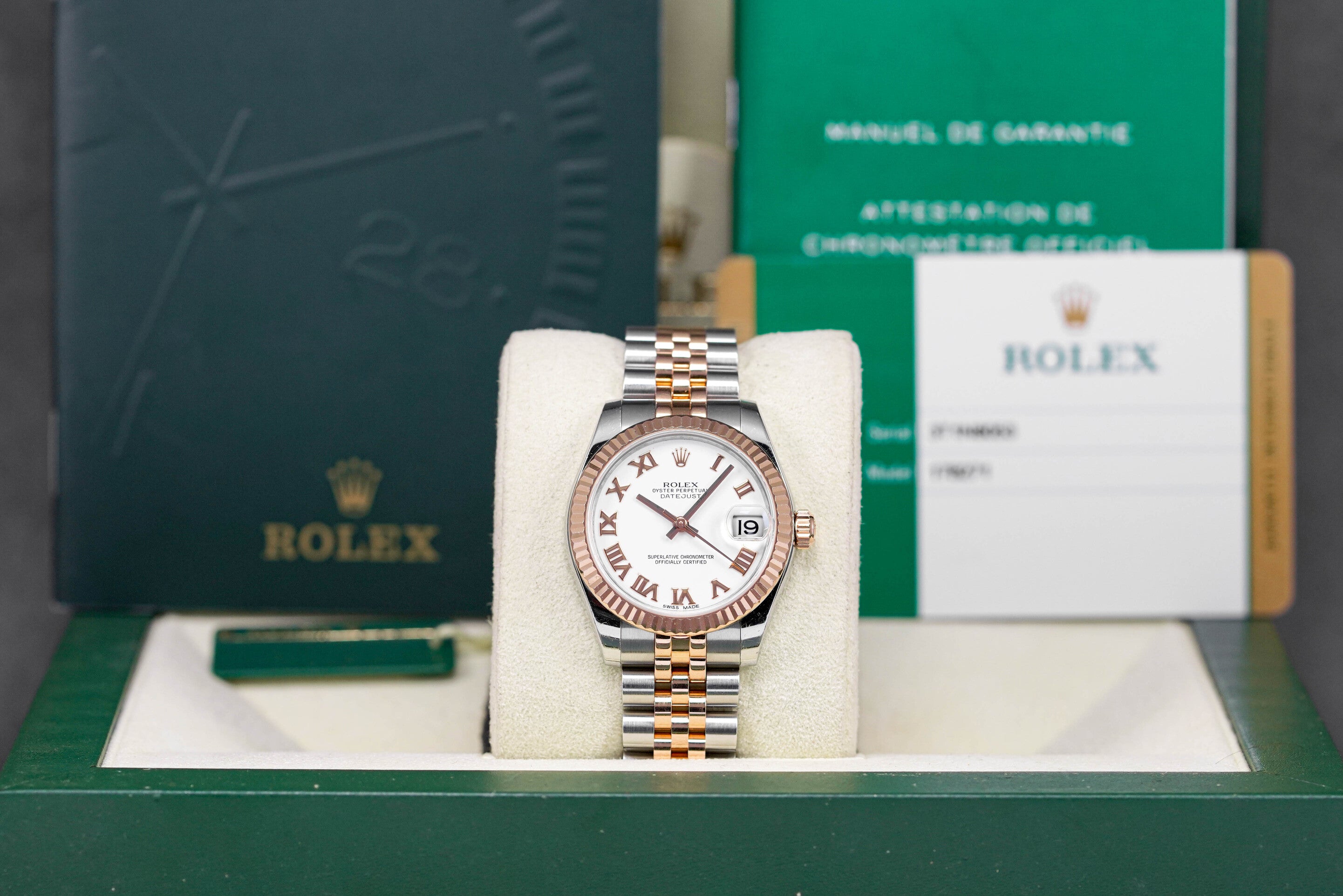 DATEJUST 31MM TWOTONE ROSEGOLD WHITE ROMAN DIAL (2015)