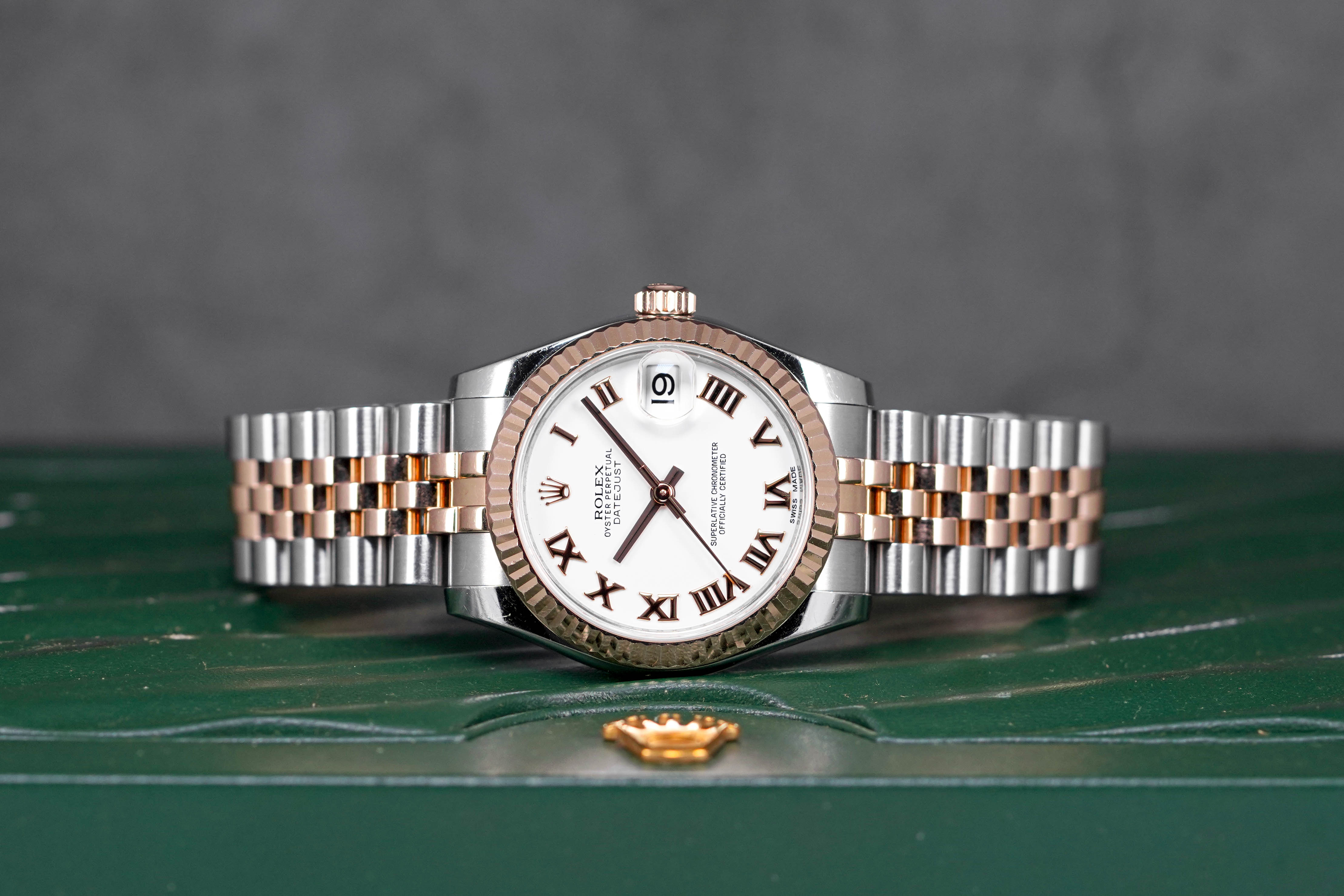 DATEJUST 31MM TWOTONE ROSEGOLD WHITE ROMAN DIAL (2015)